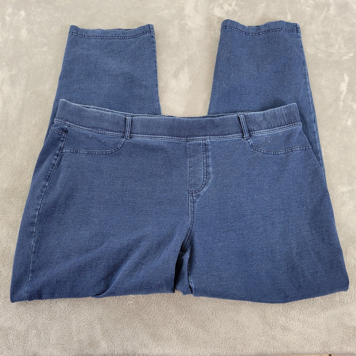 Lands' End Jeans 2X Plus Dark Blue Wash Pull On Elastic Waist Starfish SL113E