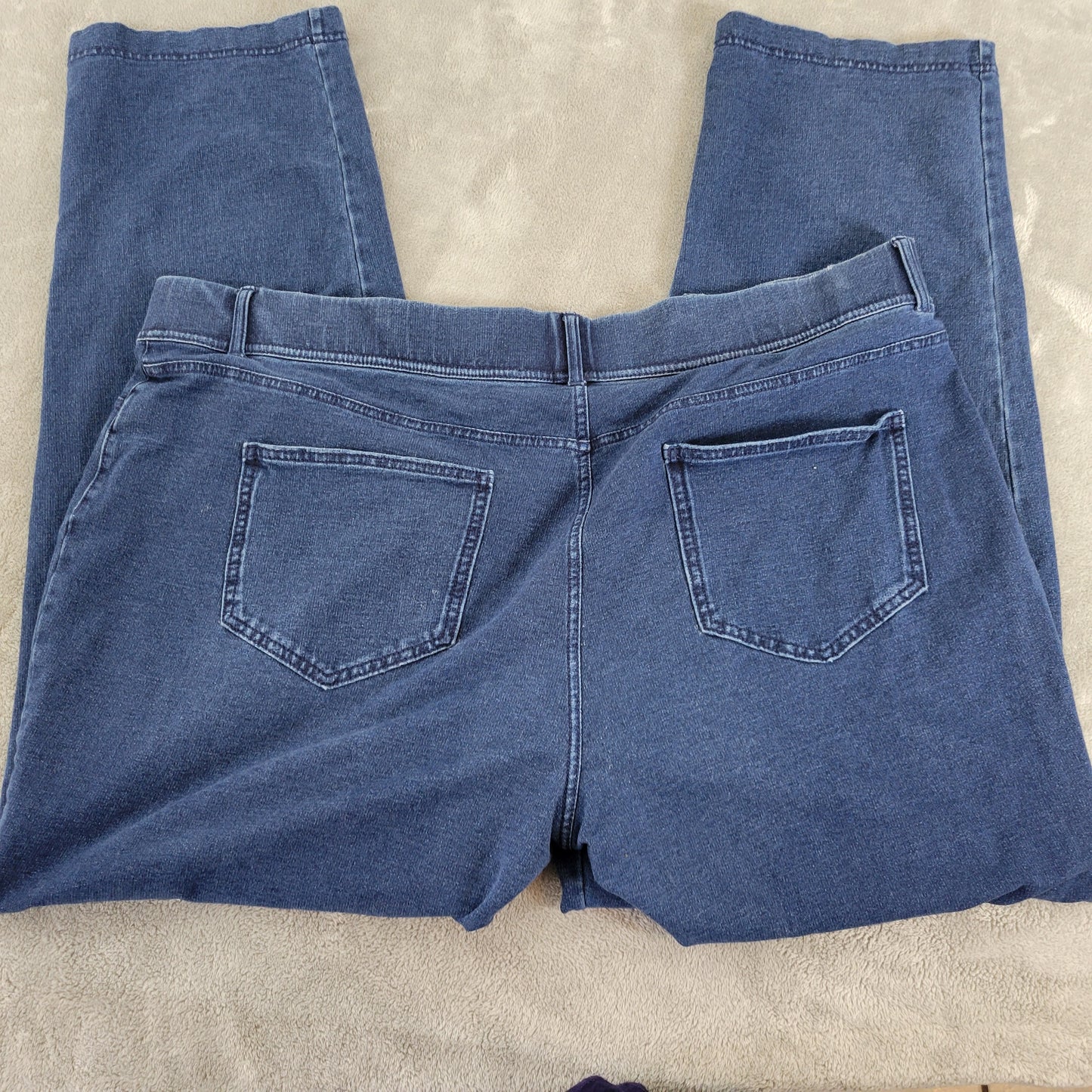 Lands' End Jeans 2X Plus Dark Blue Wash Pull On Elastic Waist Starfish SL113E