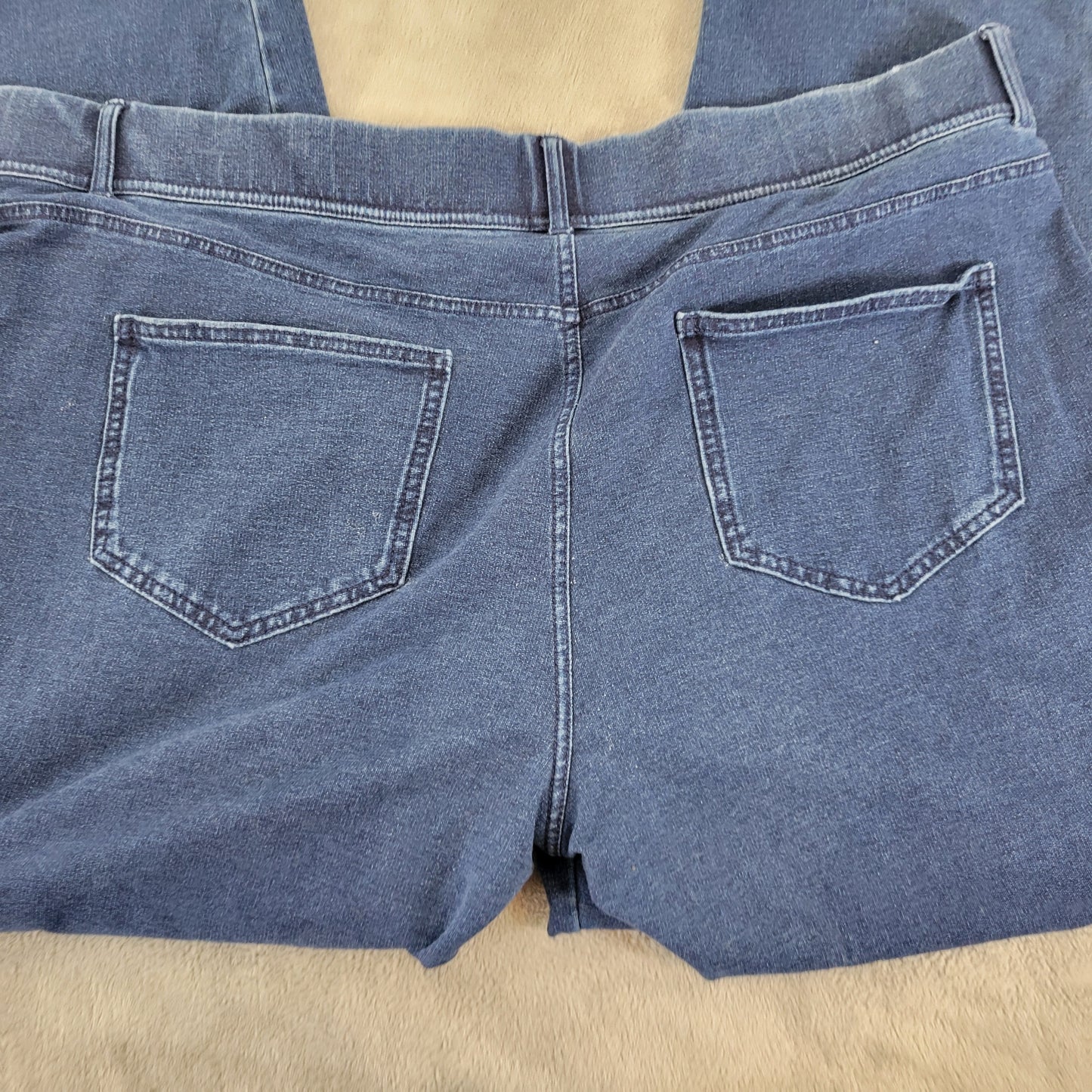 Lands' End Jeans 2X Plus Dark Blue Wash Pull On Elastic Waist Starfish SL113E
