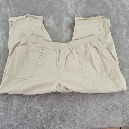 Style & Co Women XXL Beige Cargo Capri Pants Elastic Waist Cuffed Hem CAP2E