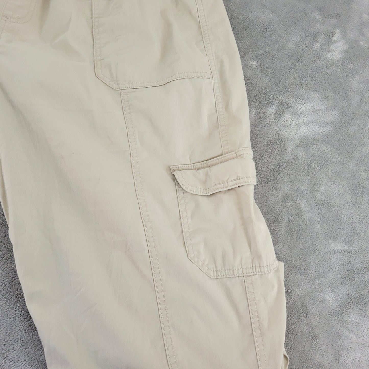 Style & Co Women XXL Beige Cargo Capri Pants Elastic Waist Cuffed Hem CAP2E