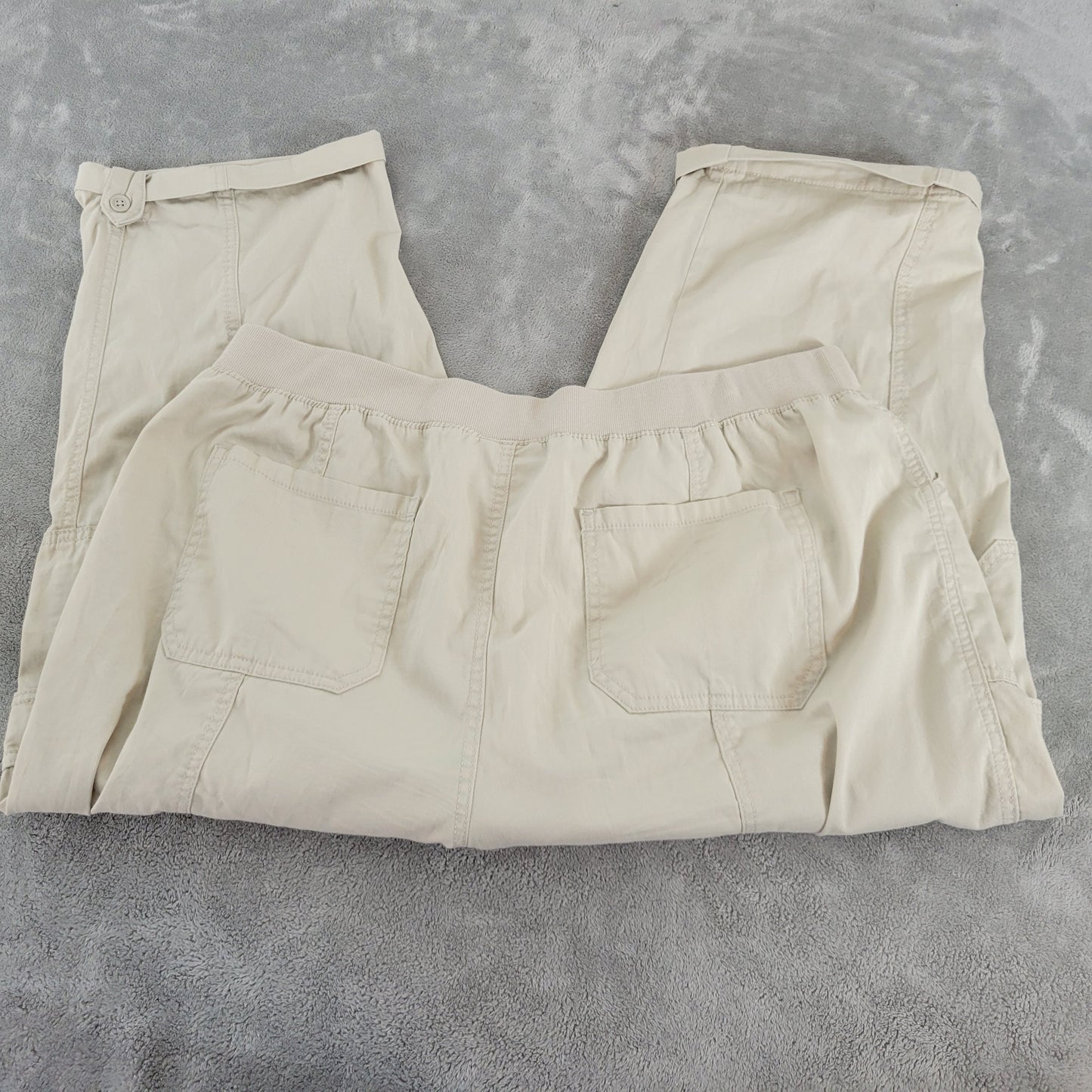 Style & Co Women XXL Beige Cargo Capri Pants Elastic Waist Cuffed Hem CAP2E