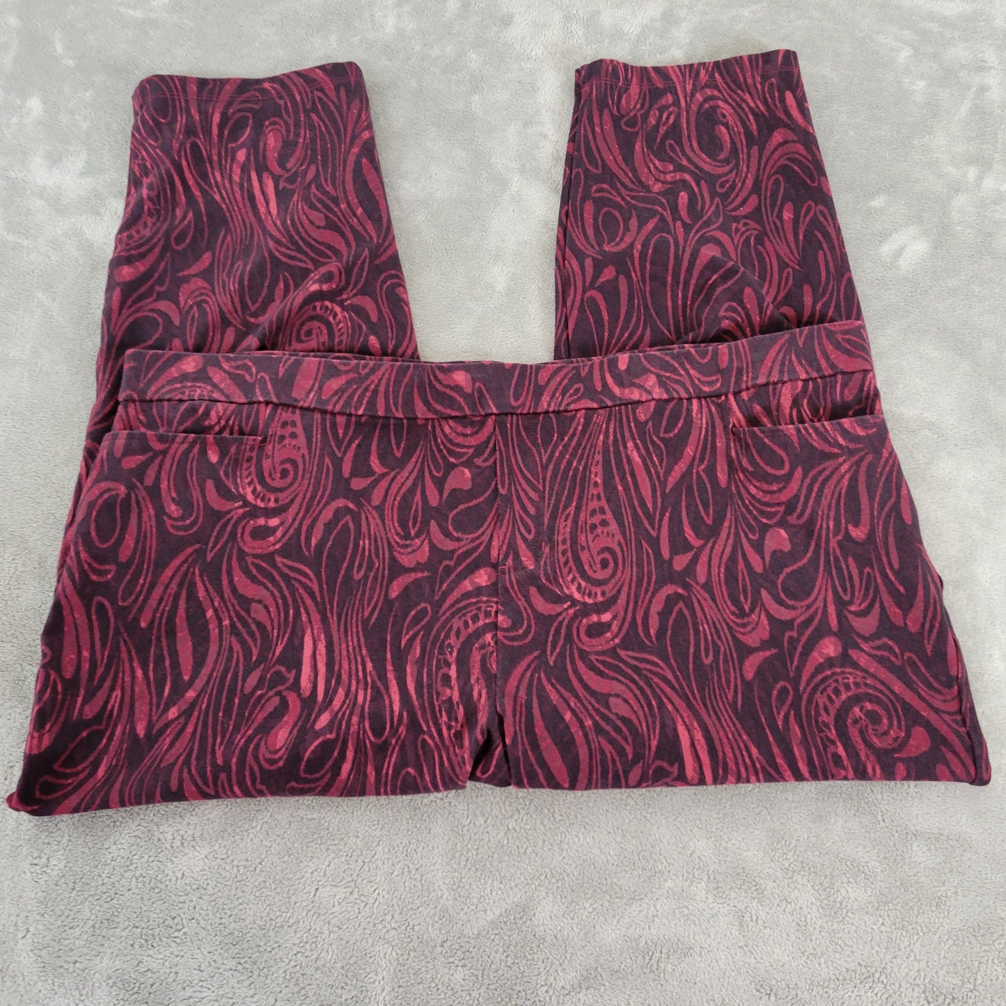 Susan Graver Weekend Plus 2XP Paisley Capri Pants Elastic Waist Pull On PAI59E