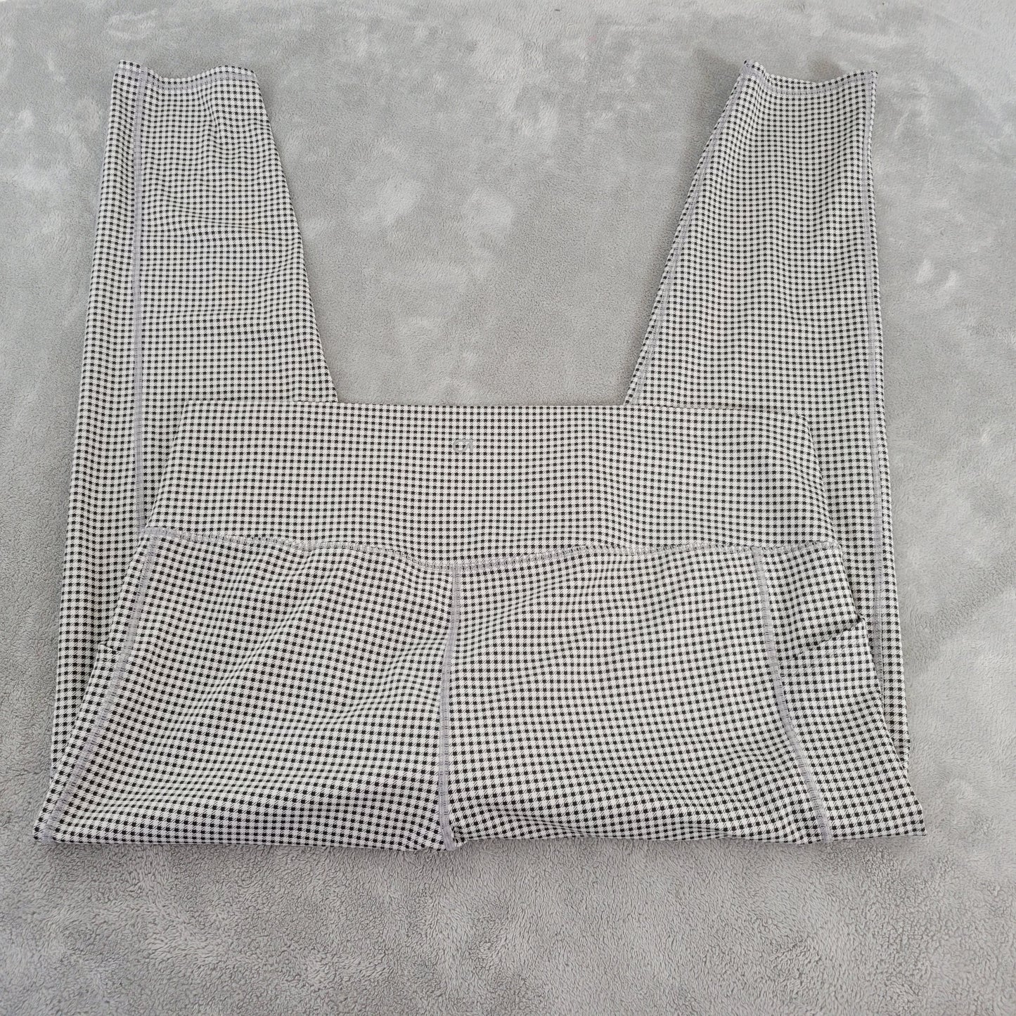 Gap Fit Sky High Women XXL Gingham Check Leggings Pockets Cropped Yoga PLA31E