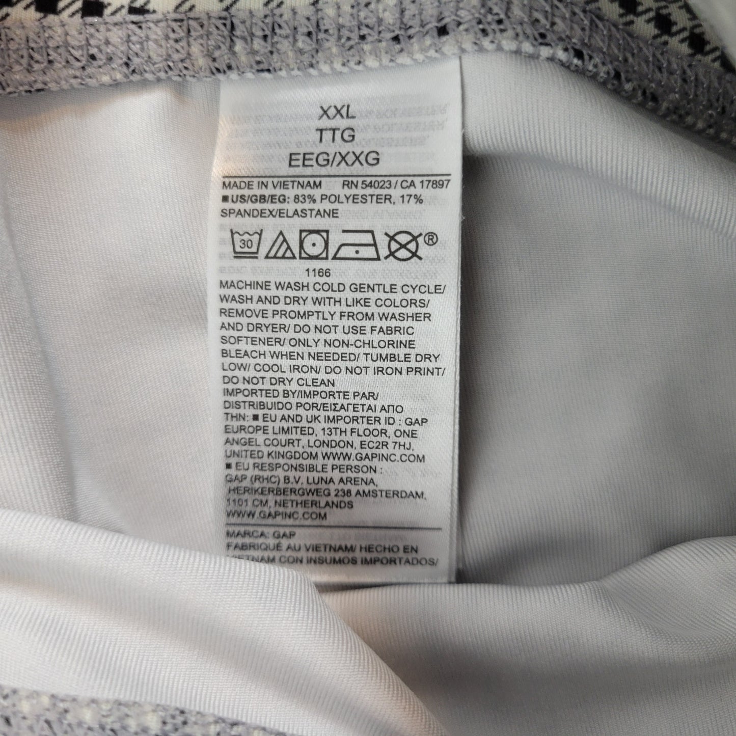 Gap Fit Sky High Women XXL Gingham Check Leggings Pockets Cropped Yoga PLA31E