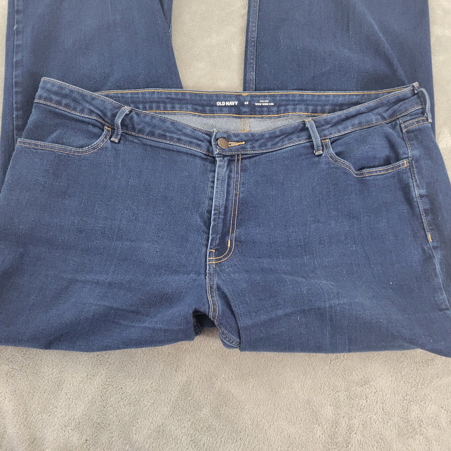 Old Navy Wow Women Plus 22 Wide Leg Jeans Dark Blue Wash Denim SL107E