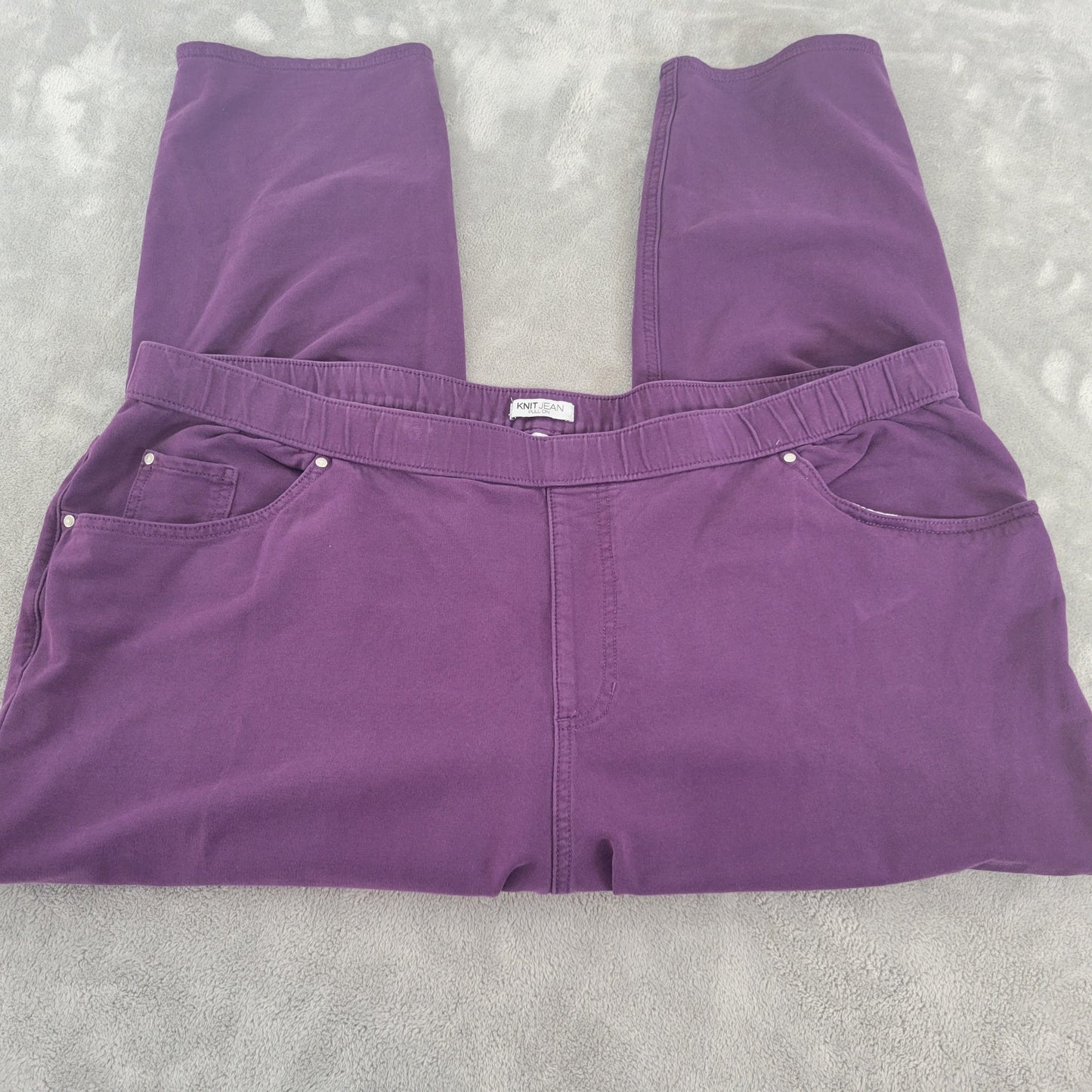 Catherines Plus Size 3XWP Petite Jeans Purple Cropped Knit Cotton Denim SL102E