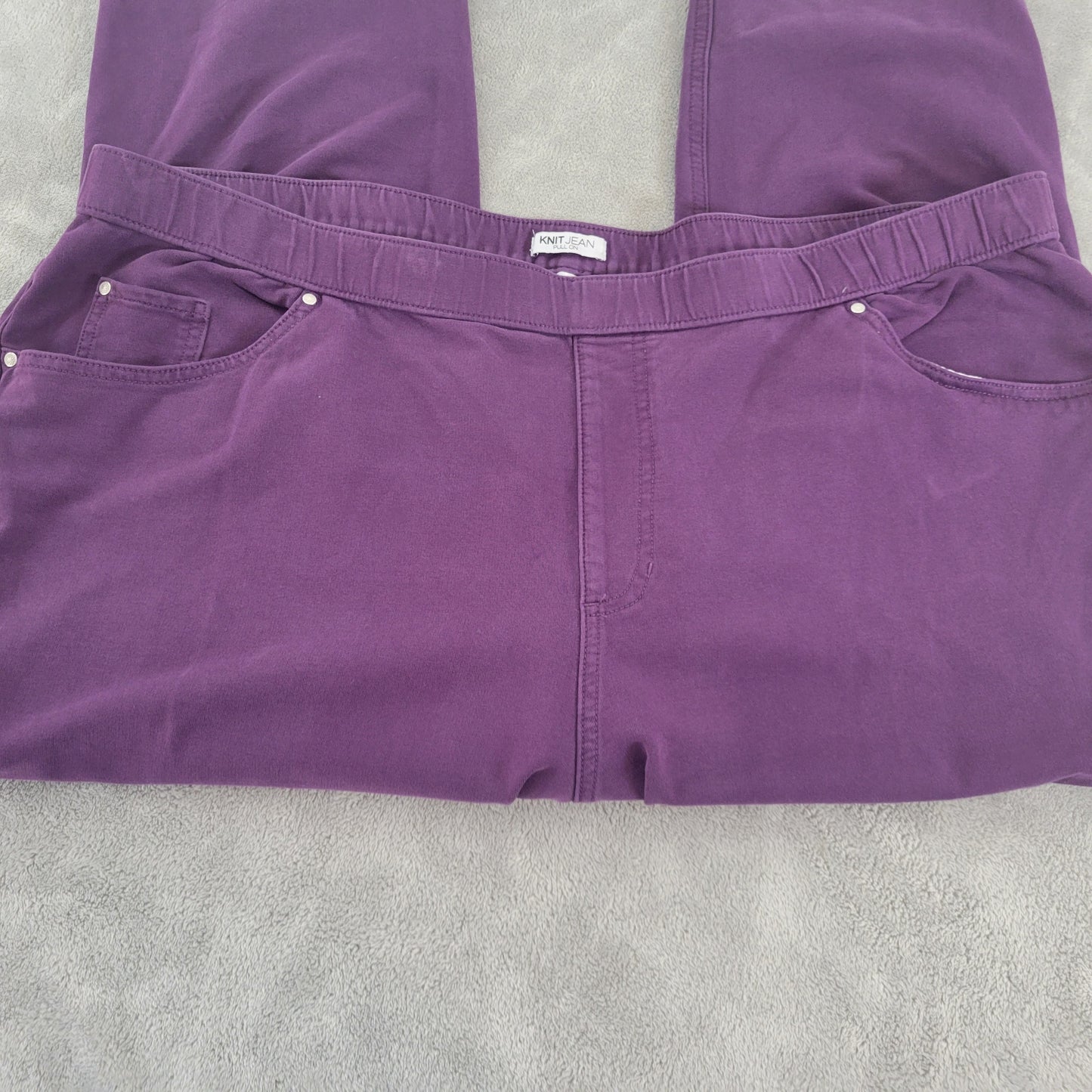 Catherines Plus Size 3XWP Petite Jeans Purple Cropped Knit Cotton Denim SL102E