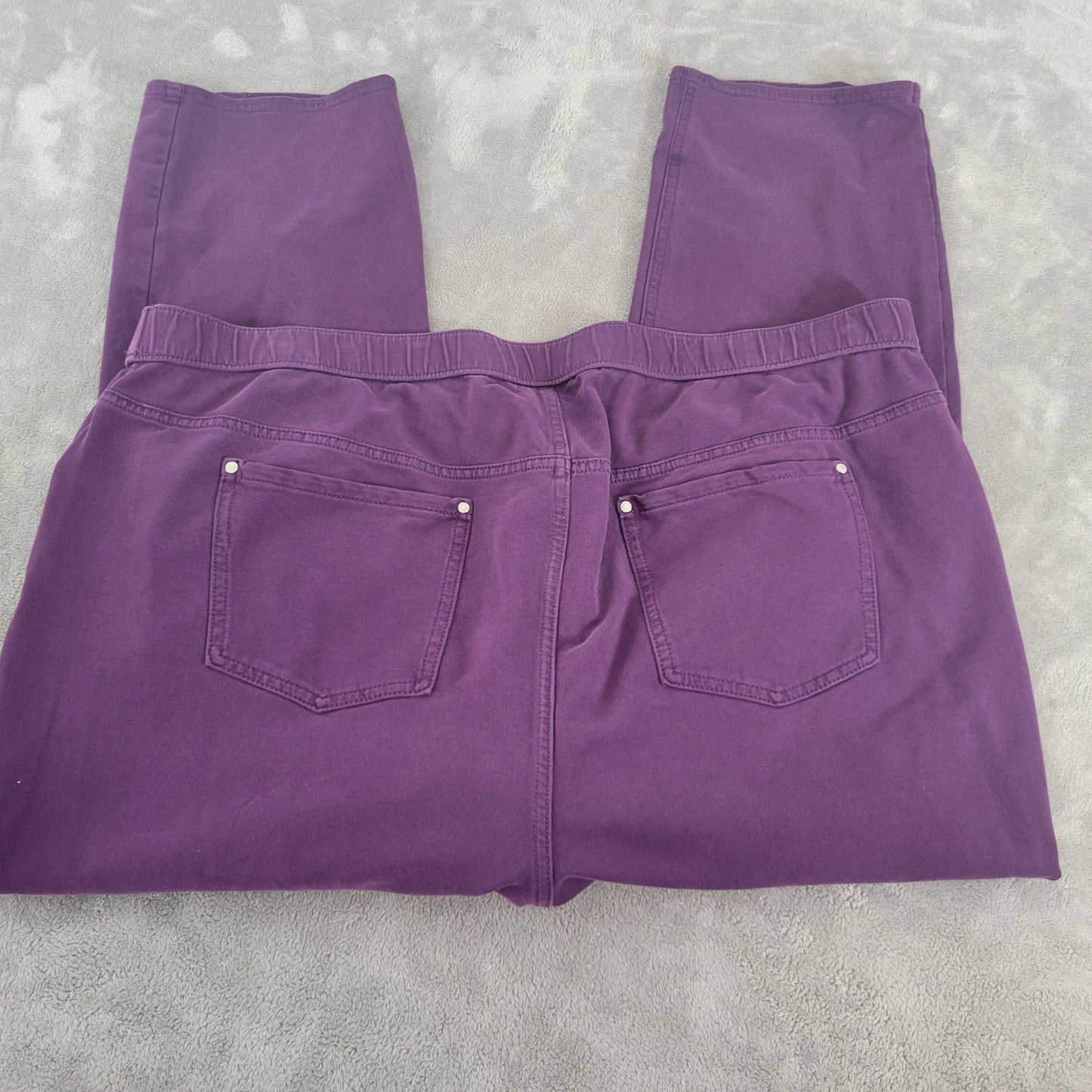 Catherines Plus Size 3XWP Petite Jeans Purple Cropped Knit Cotton Denim SL102E