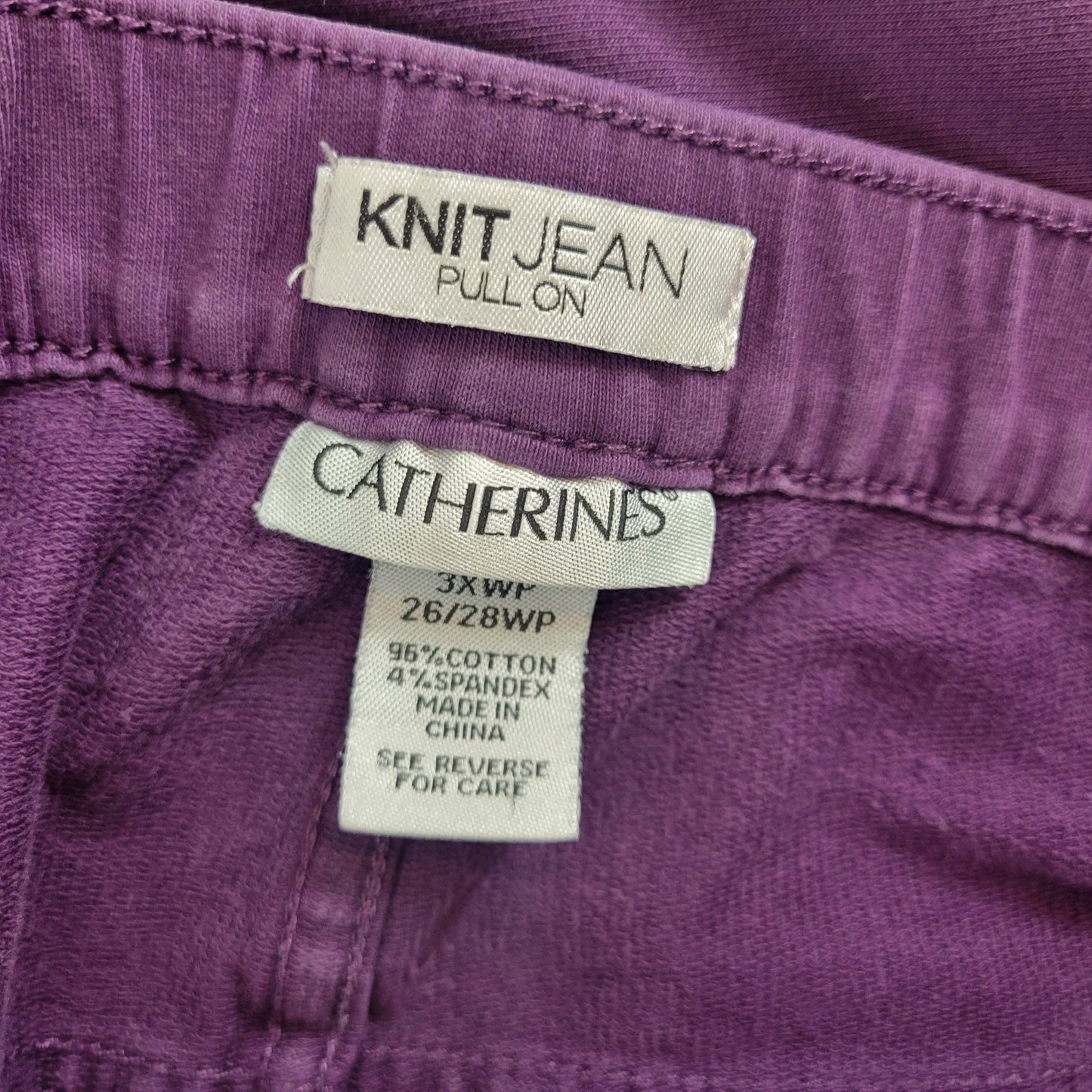 Catherines Plus Size 3XWP Petite Jeans Purple Cropped Knit Cotton Denim SL102E