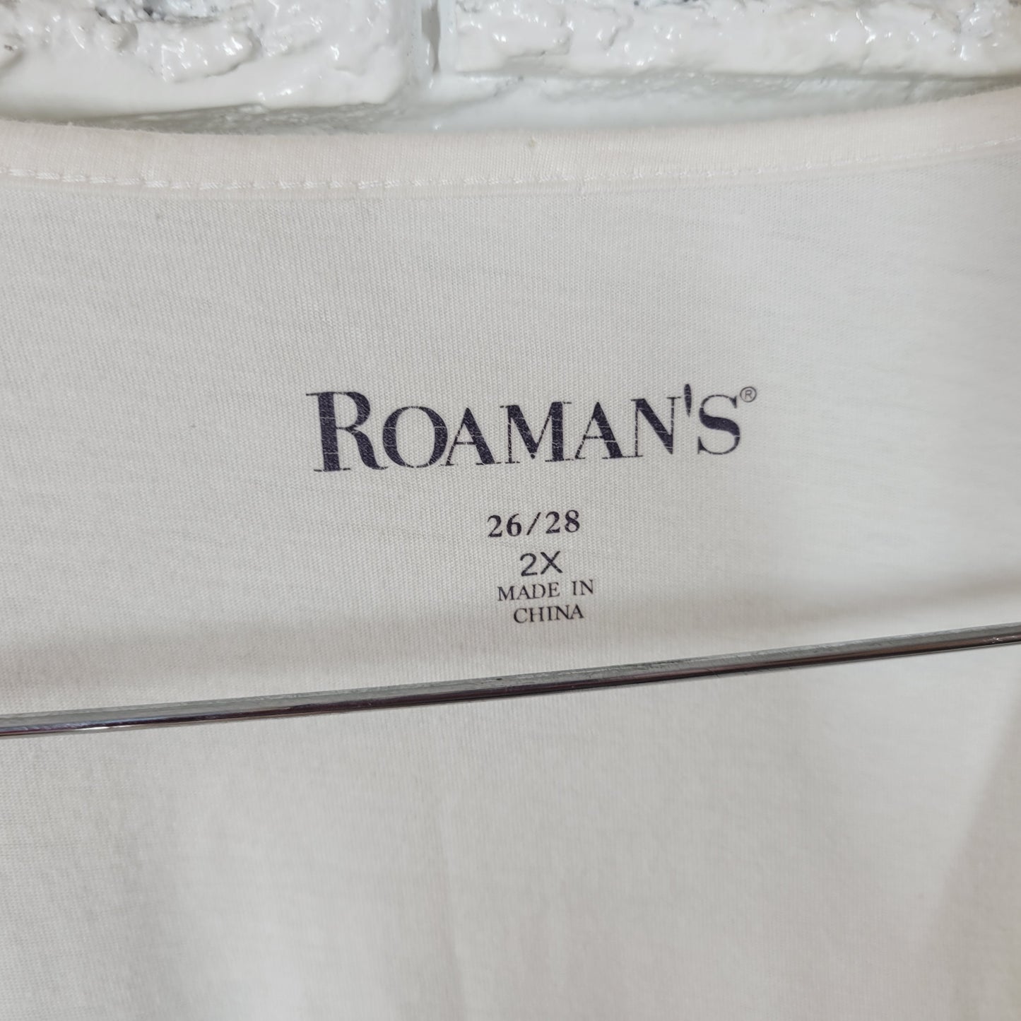 Roamans Women Plus 2X Paisley T-Shirt Short Sleeve Cotton Blend PAI57E