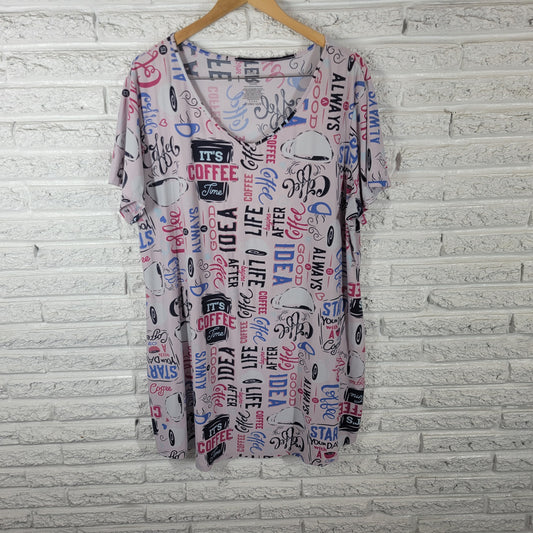 Secret Treasures Women L XL Coffee Pajama Top Nightgown Sleepwear V-Neck NOV23XE