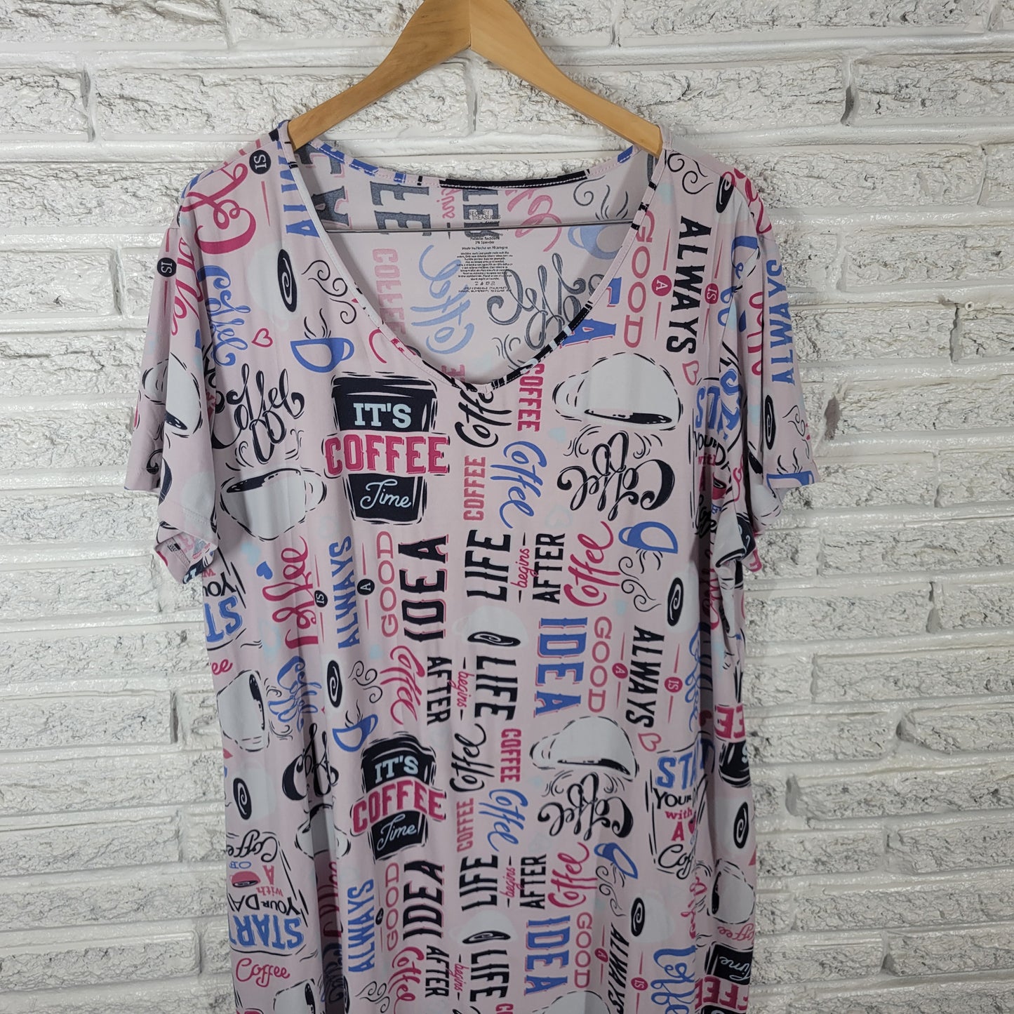 Secret Treasures Women L XL Coffee Pajama Top Nightgown Sleepwear V-Neck NOV23XE