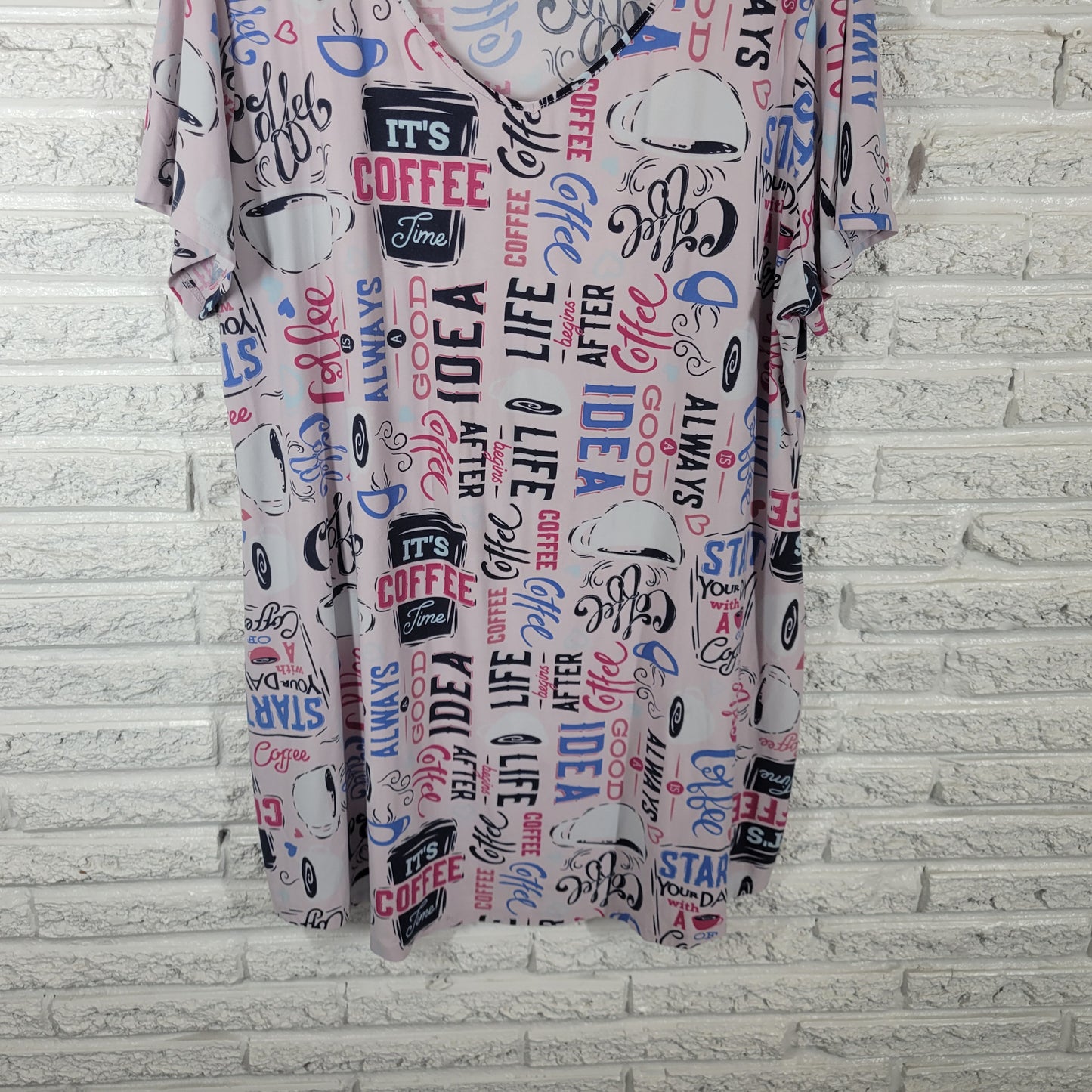 Secret Treasures Women L XL Coffee Pajama Top Nightgown Sleepwear V-Neck NOV23XE