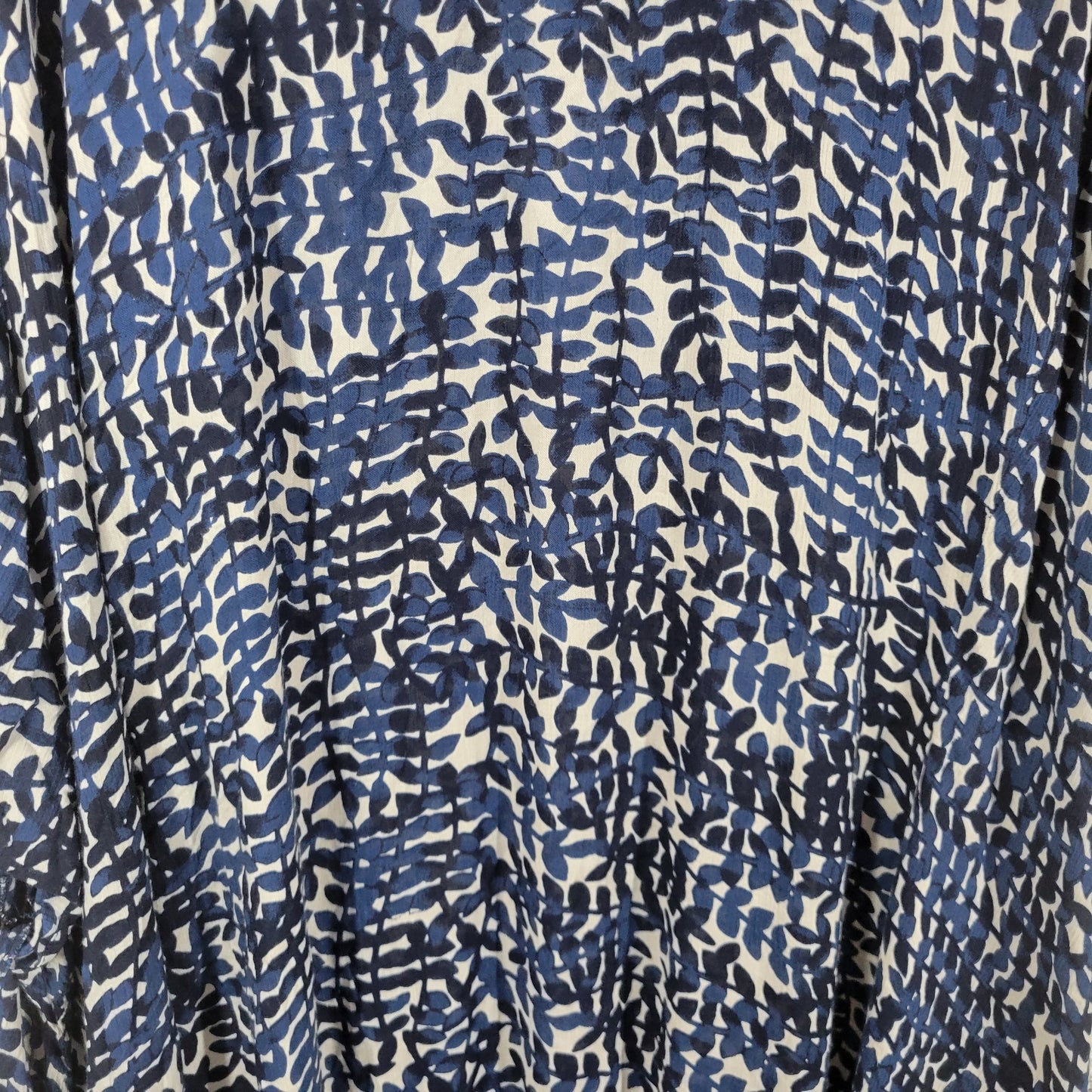 Woman Within Plus 5X Blue Leaf Shirt Dress Cap Sleeve Boat Neck Rayon D10E