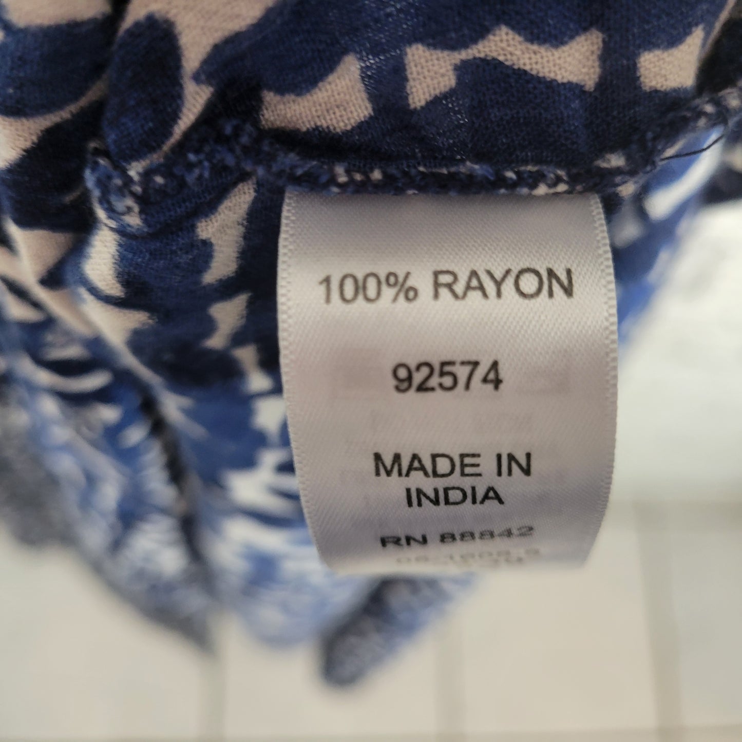 Woman Within Plus 5X Blue Leaf Shirt Dress Cap Sleeve Boat Neck Rayon D10E