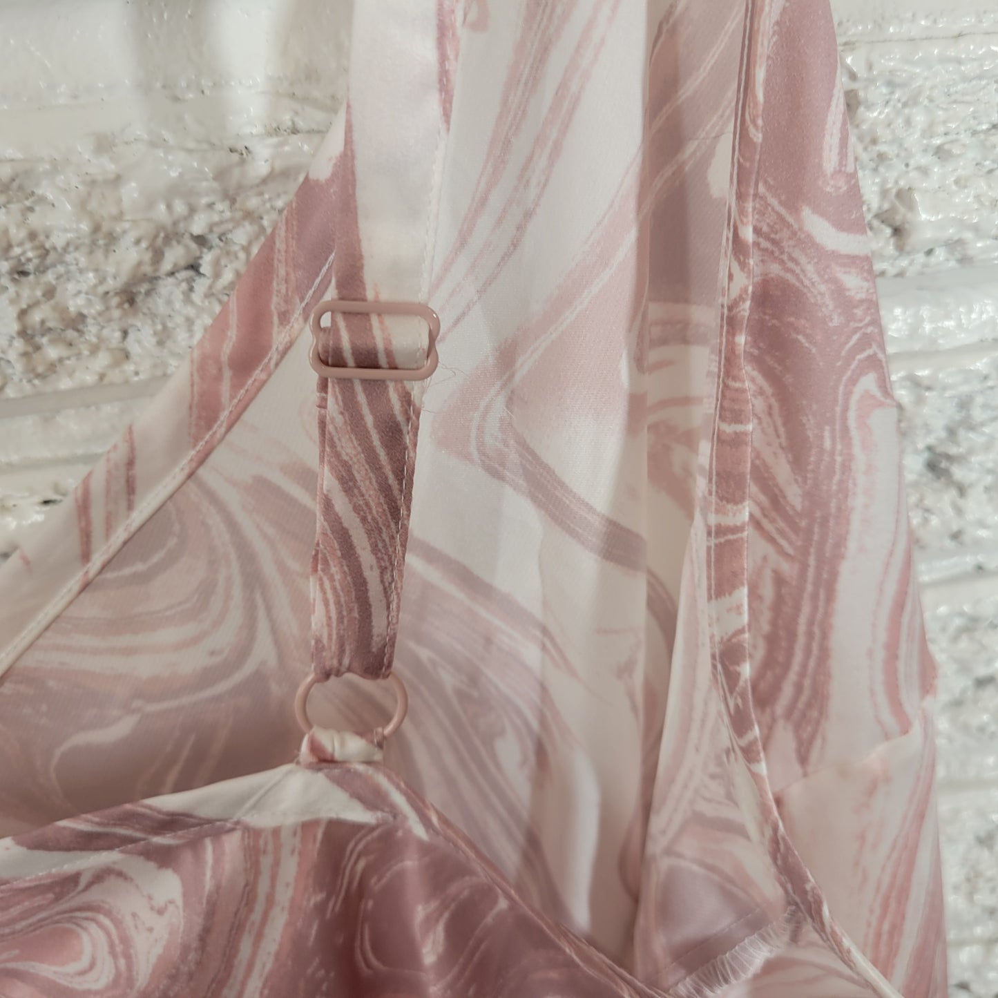 Adore Me Pajama Romper 4X Plus Pink White Swirl Sleepwear V-Neck WAT11E