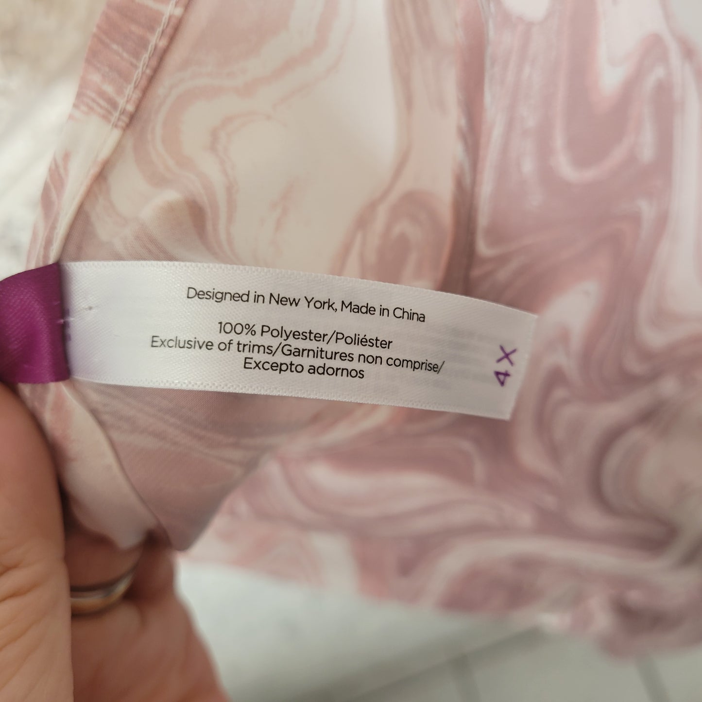 Adore Me Pajama Romper 4X Plus Pink White Swirl Sleepwear V-Neck WAT11E
