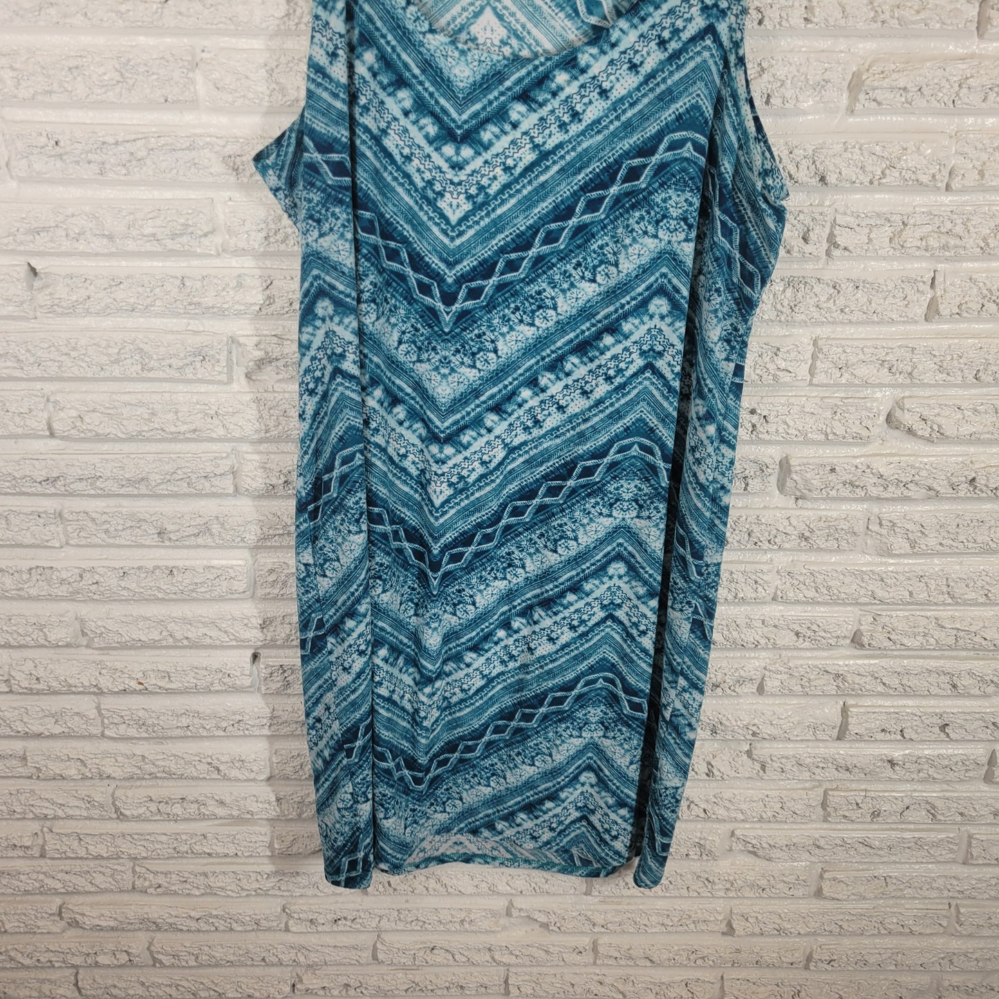 Rouge Dress 3X Plus Tank Geometric Blue Watercolor Sleeveless Casual GEO81E