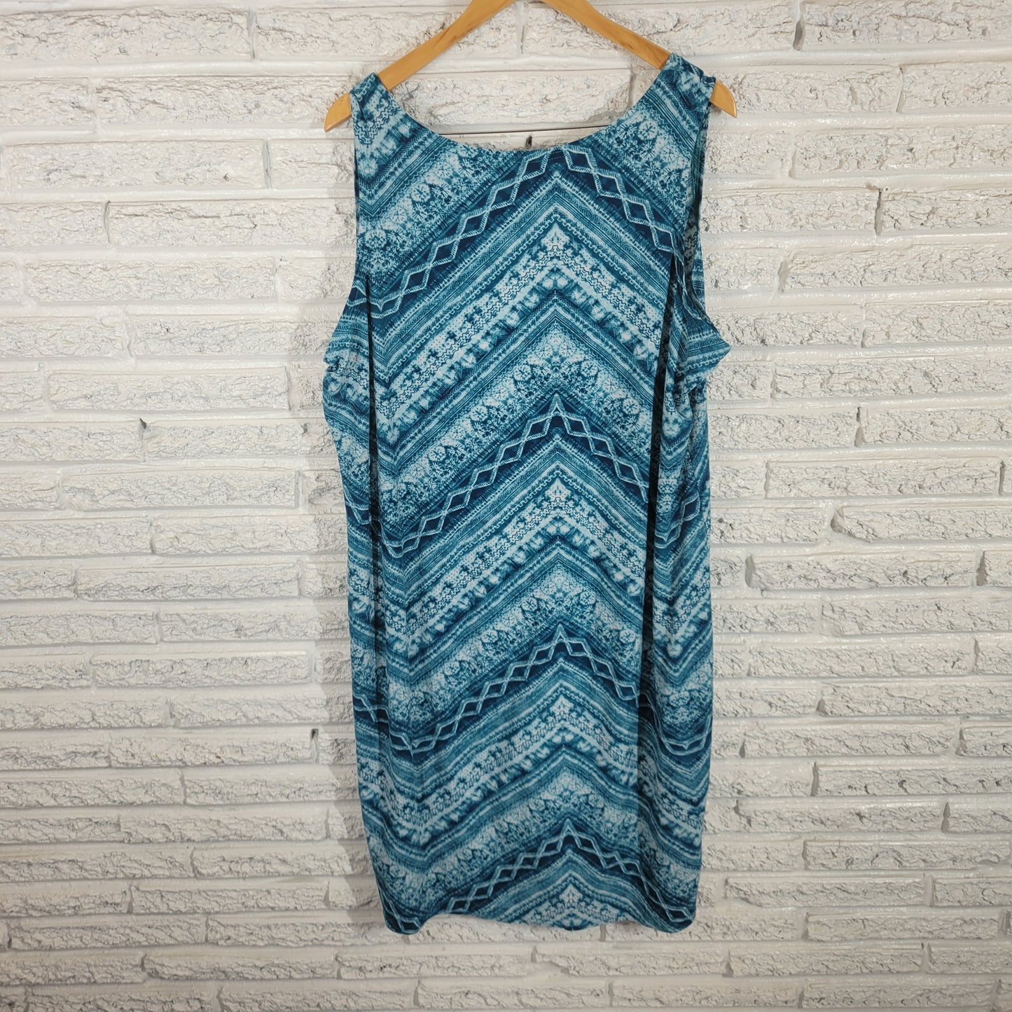 Rouge Dress 3X Plus Tank Geometric Blue Watercolor Sleeveless Casual GEO81E