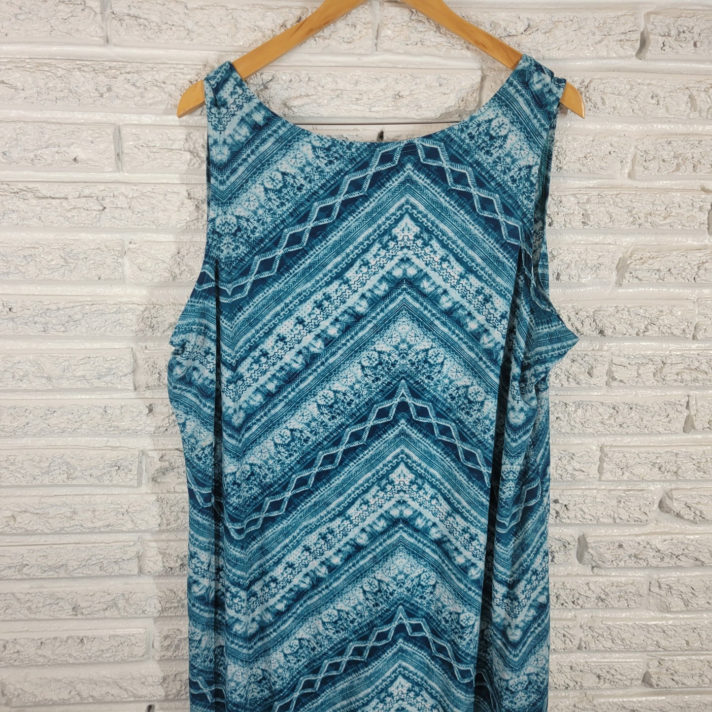 Rouge Dress 3X Plus Tank Geometric Blue Watercolor Sleeveless Casual GEO81E