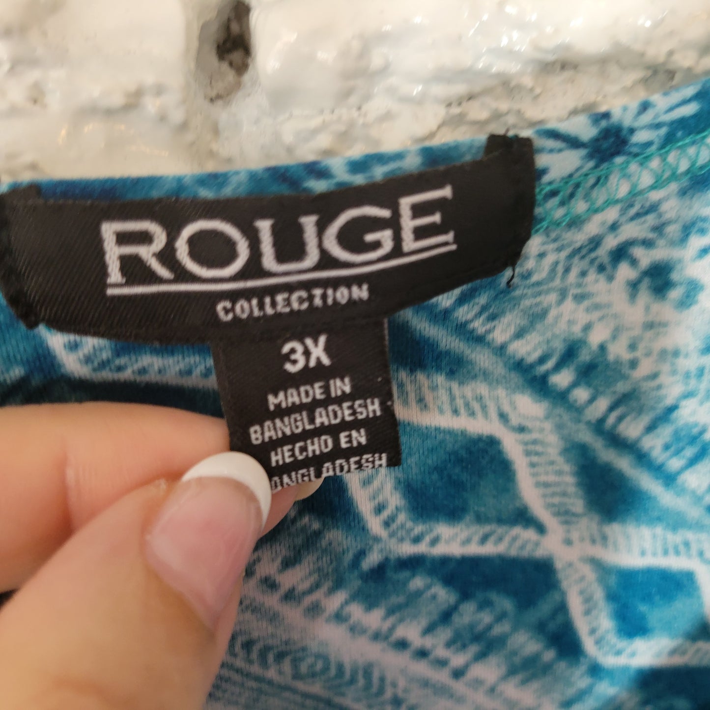 Rouge Dress 3X Plus Tank Geometric Blue Watercolor Sleeveless Casual GEO81E