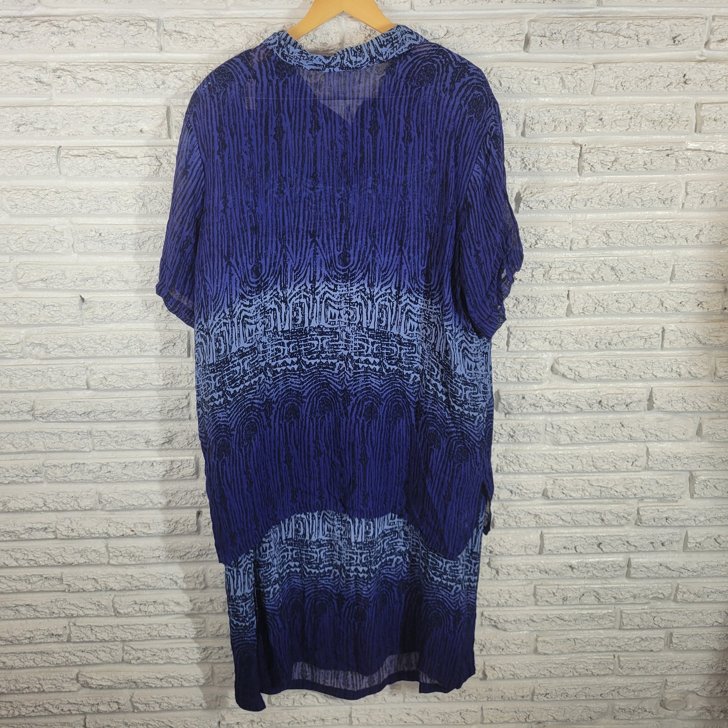 Avenue Plus 22 Two Piece Jacket Dress Blue Geometric Collared Rayon GEO57E