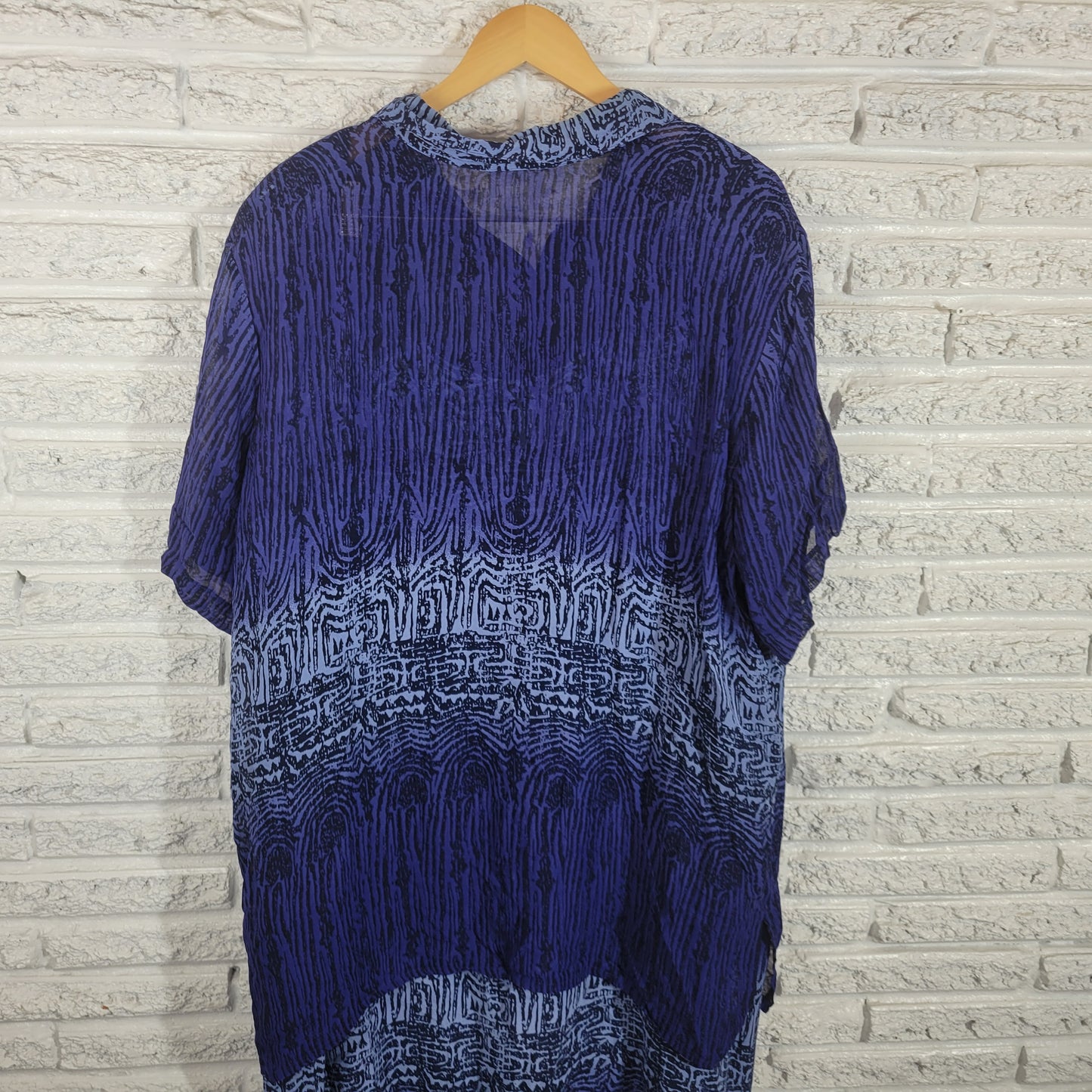 Avenue Plus 22 Two Piece Jacket Dress Blue Geometric Collared Rayon GEO57E