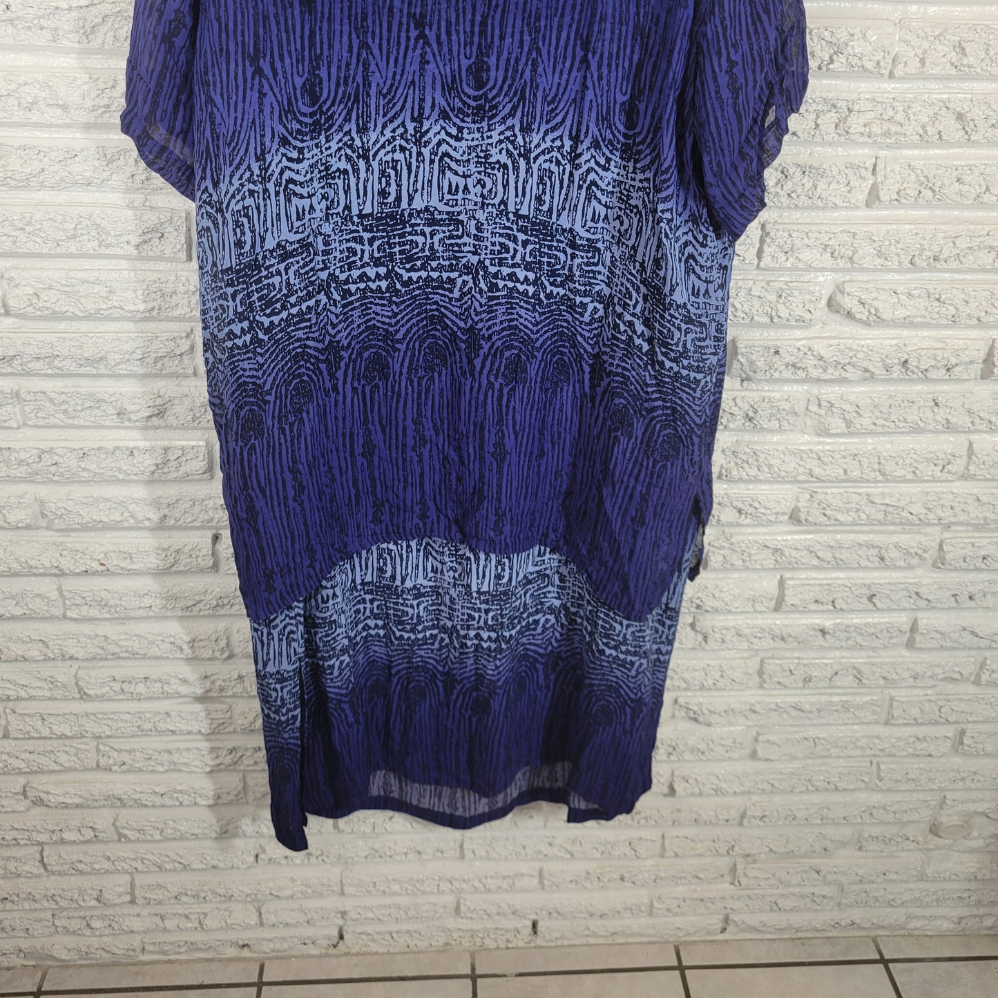 Avenue Plus 22 Two Piece Jacket Dress Blue Geometric Collared Rayon GEO57E