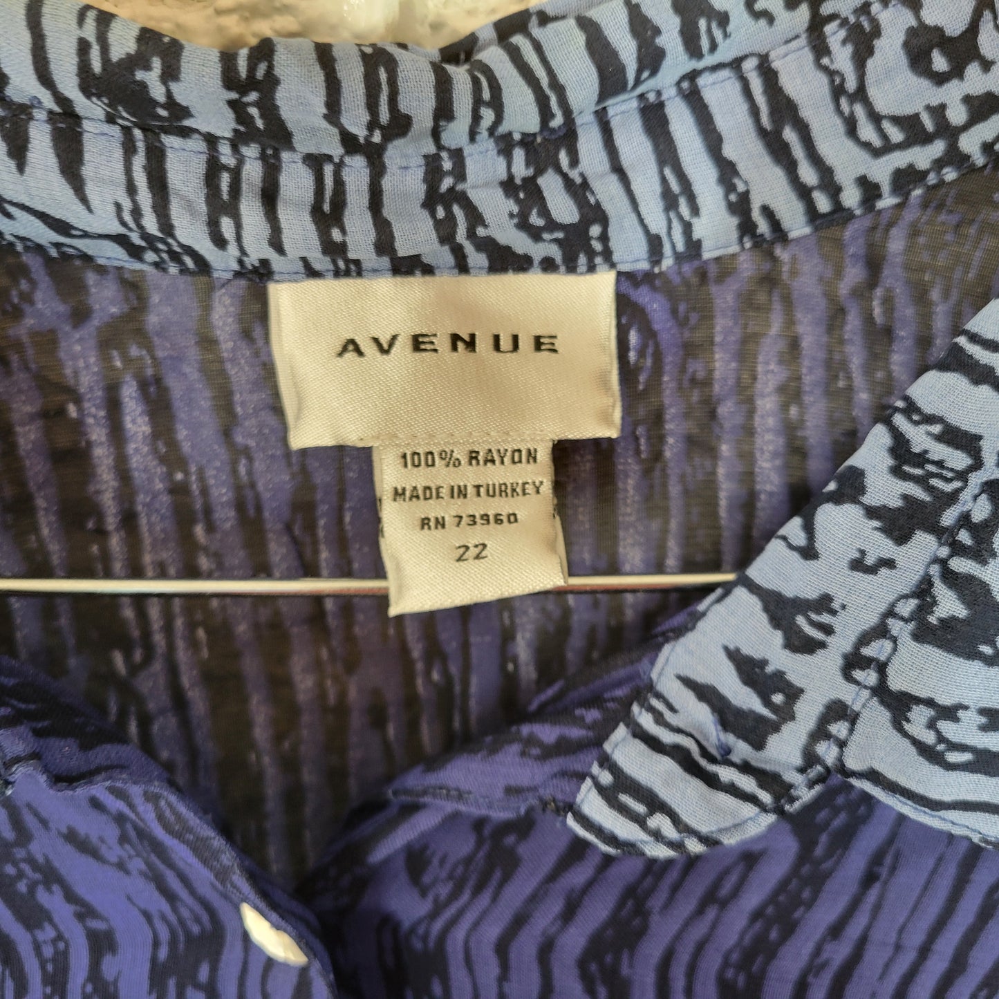 Avenue Plus 22 Two Piece Jacket Dress Blue Geometric Collared Rayon GEO57E