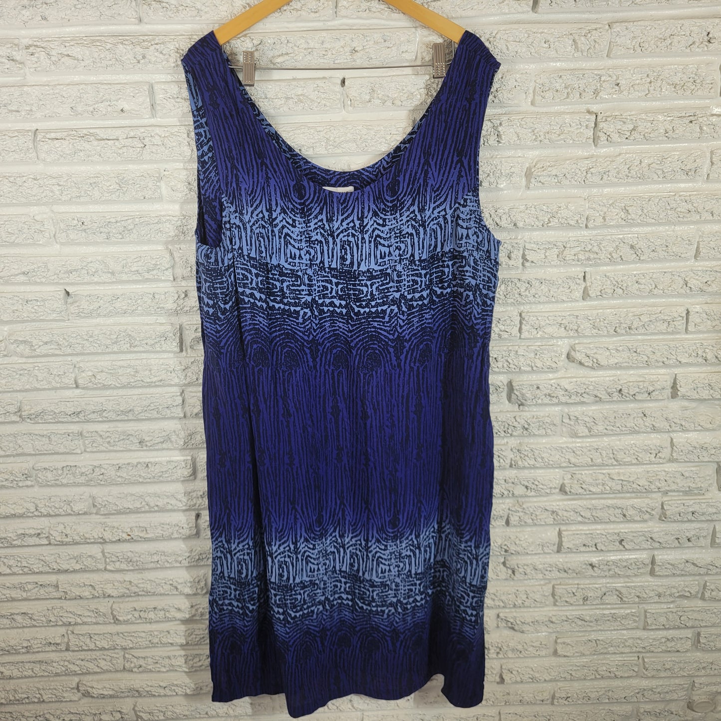 Avenue Plus 22 Two Piece Jacket Dress Blue Geometric Collared Rayon GEO57E