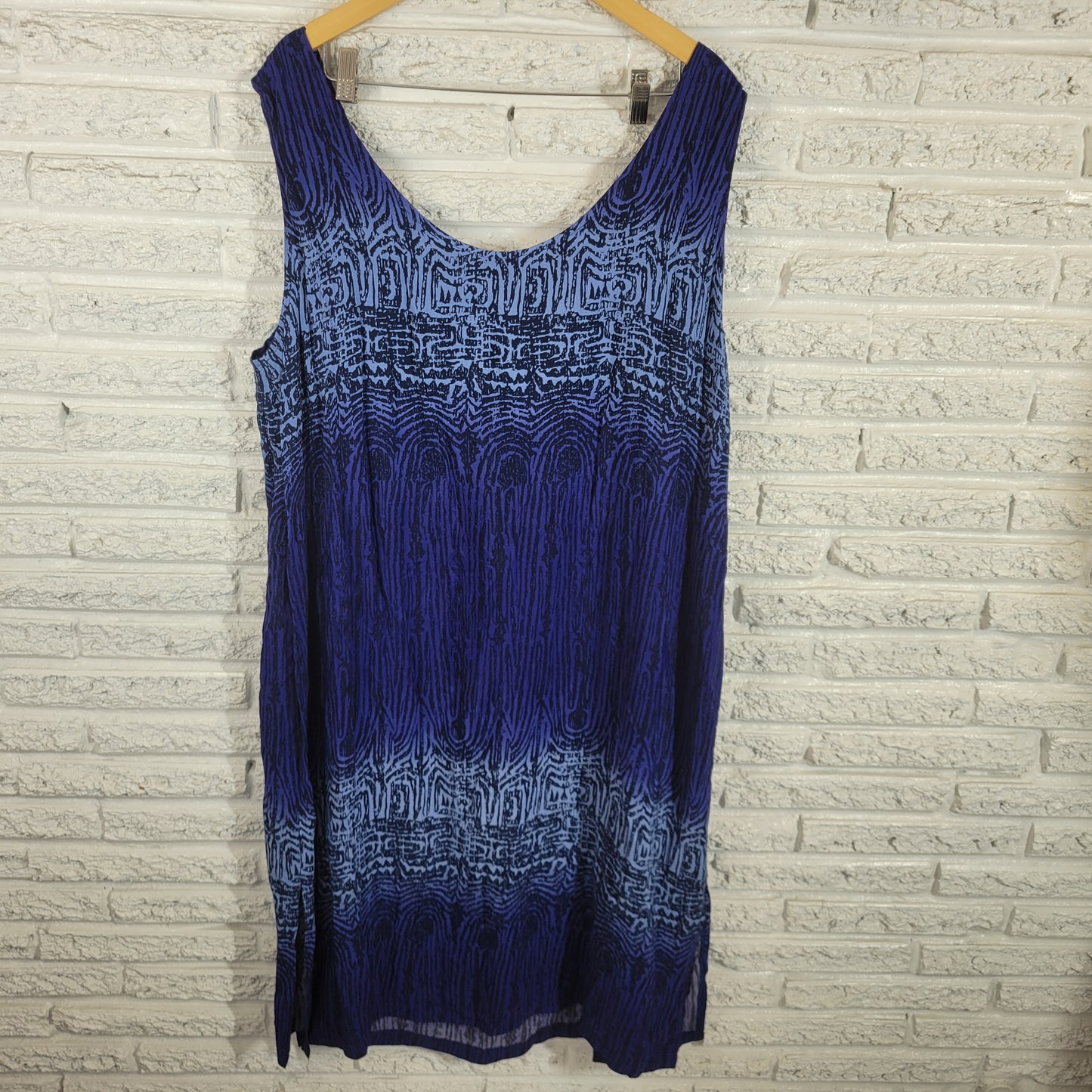 Avenue Plus 22 Two Piece Jacket Dress Blue Geometric Collared Rayon GEO57E