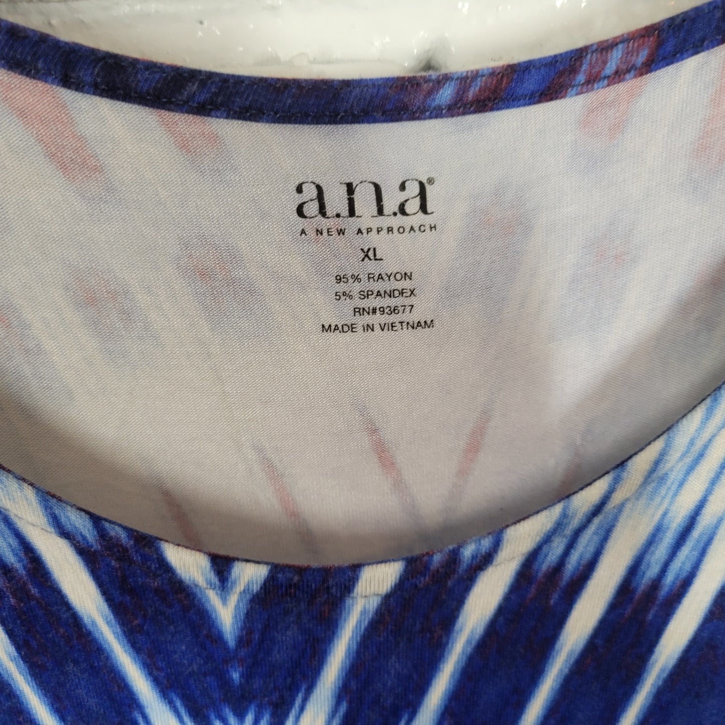 ANA Women XL Blue Red Watercolor Geometric Tank Sheath Dress Stretch WAT7E
