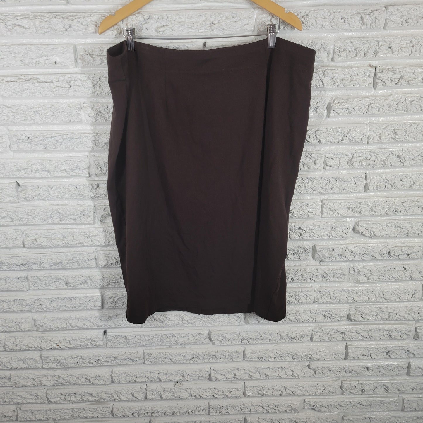 Eileen Fisher Brown Pencil Skirt 3X Plus Pull On Stretch Knee Length BRO45E