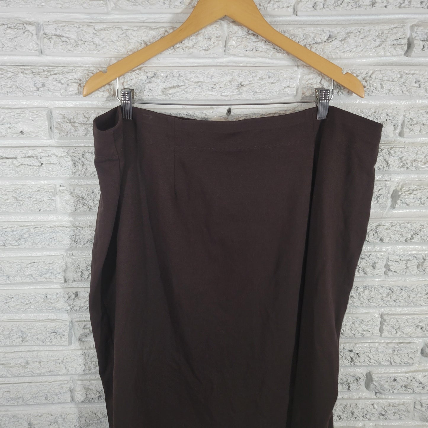 Eileen Fisher Brown Pencil Skirt 3X Plus Pull On Stretch Knee Length BRO45E