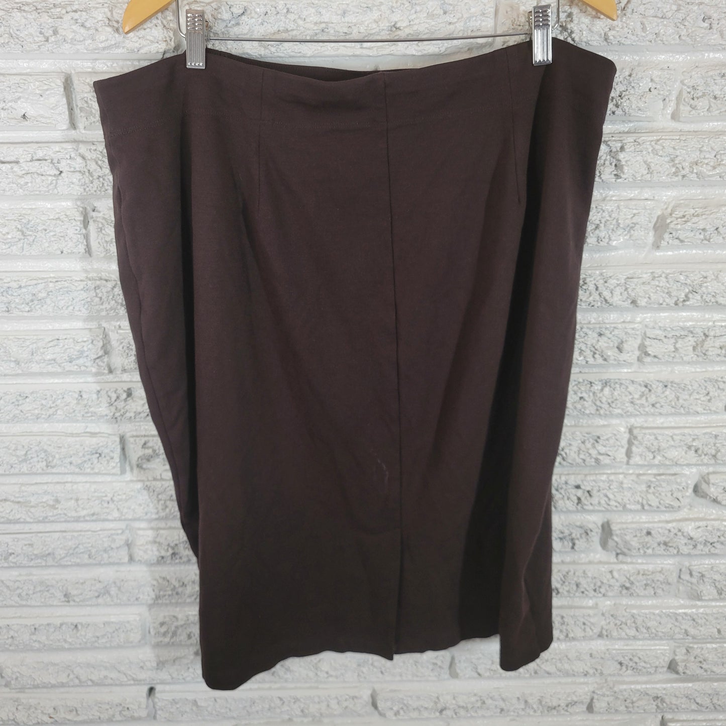 Eileen Fisher Brown Pencil Skirt 3X Plus Pull On Stretch Knee Length BRO45E