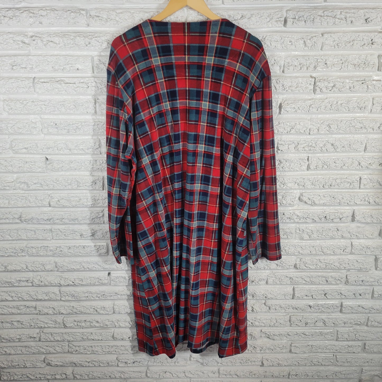 Secret Treasures Nightgown 4X Plus Plaid Flannel Robe Long Sleeve Red SWE99E