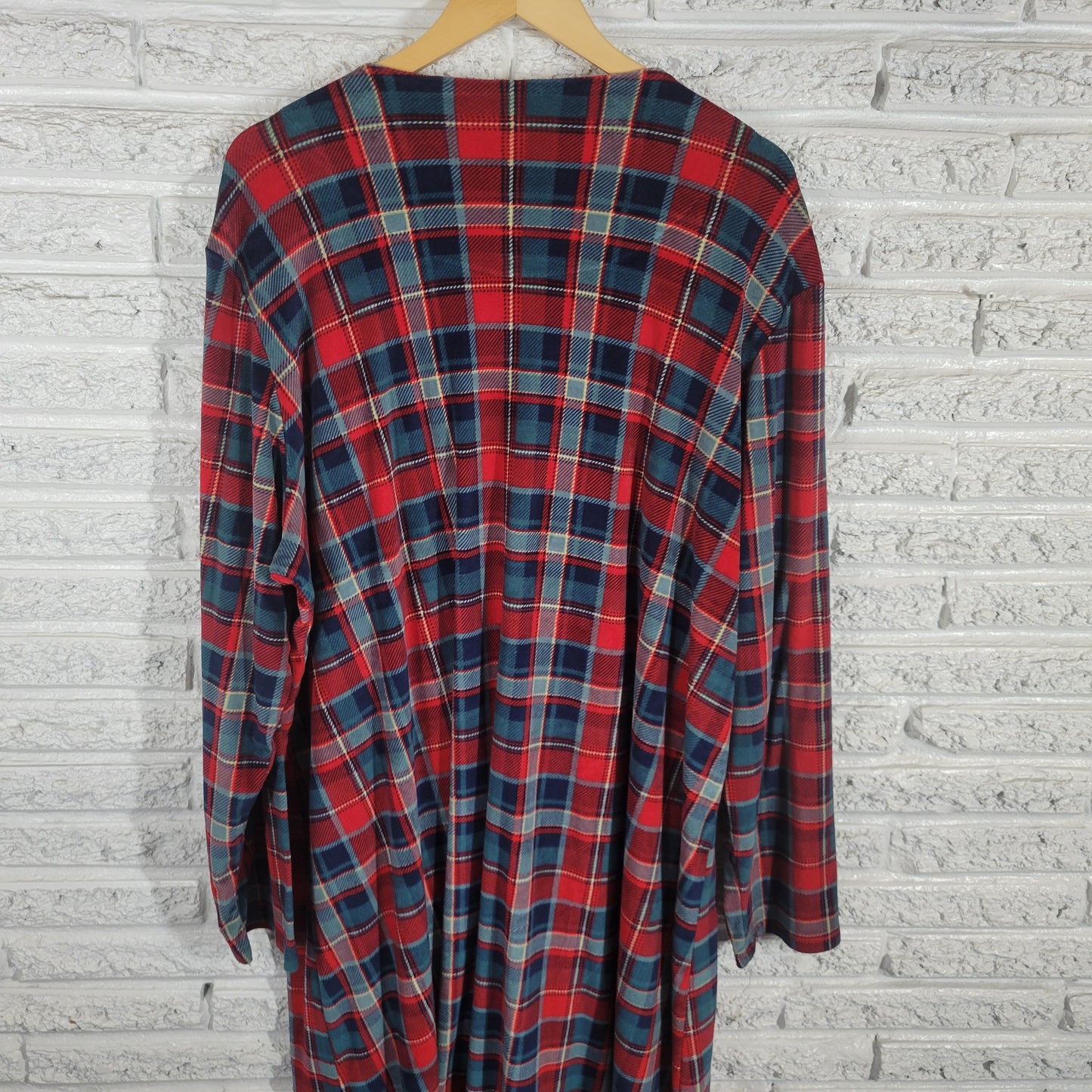 Secret Treasures Nightgown 4X Plus Plaid Flannel Robe Long Sleeve Red SWE99E