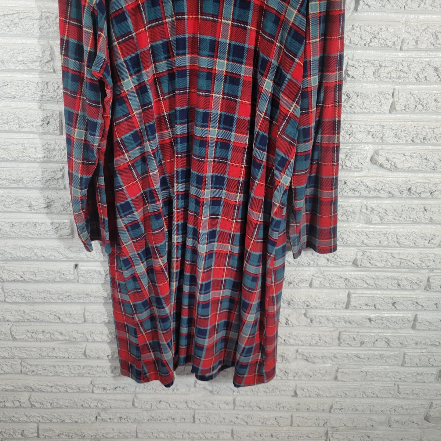 Secret Treasures Nightgown 4X Plus Plaid Flannel Robe Long Sleeve Red SWE99E