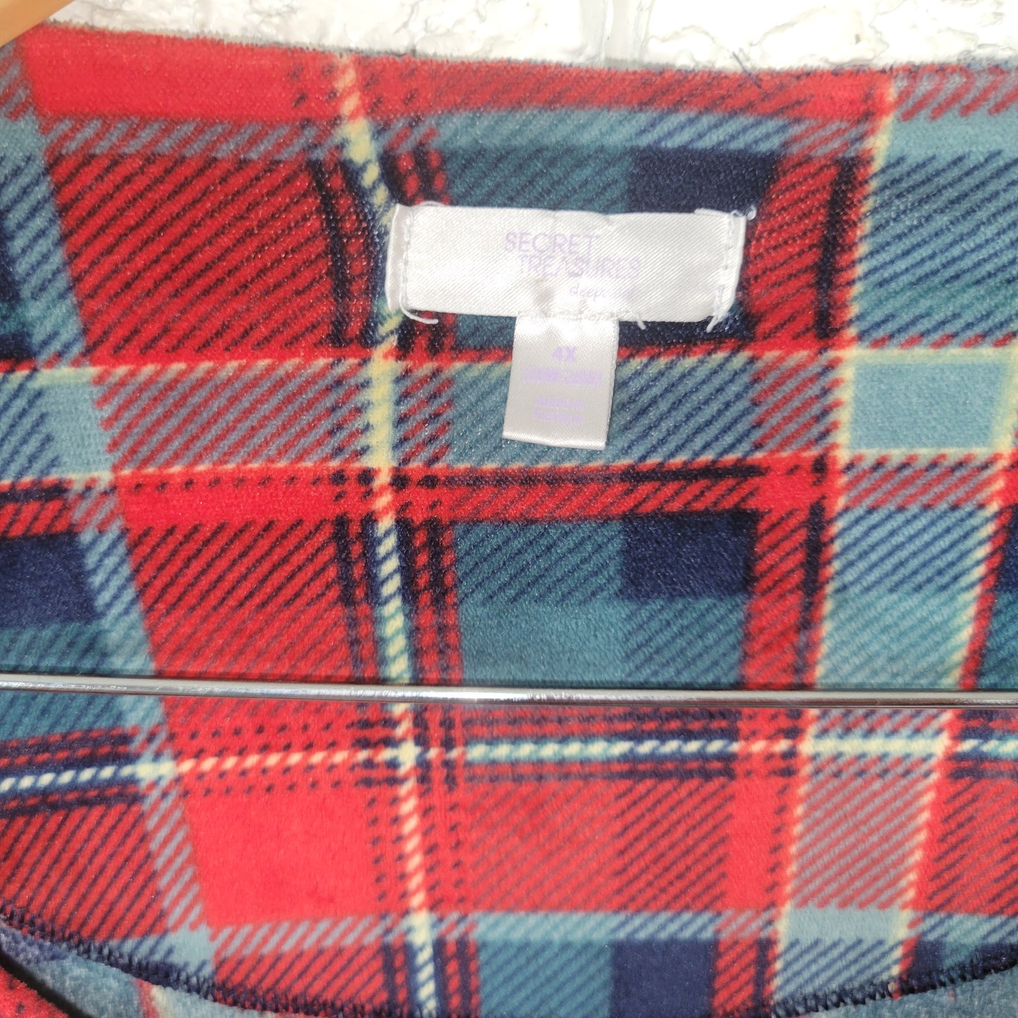 Secret Treasures Nightgown 4X Plus Plaid Flannel Robe Long Sleeve Red SWE99E