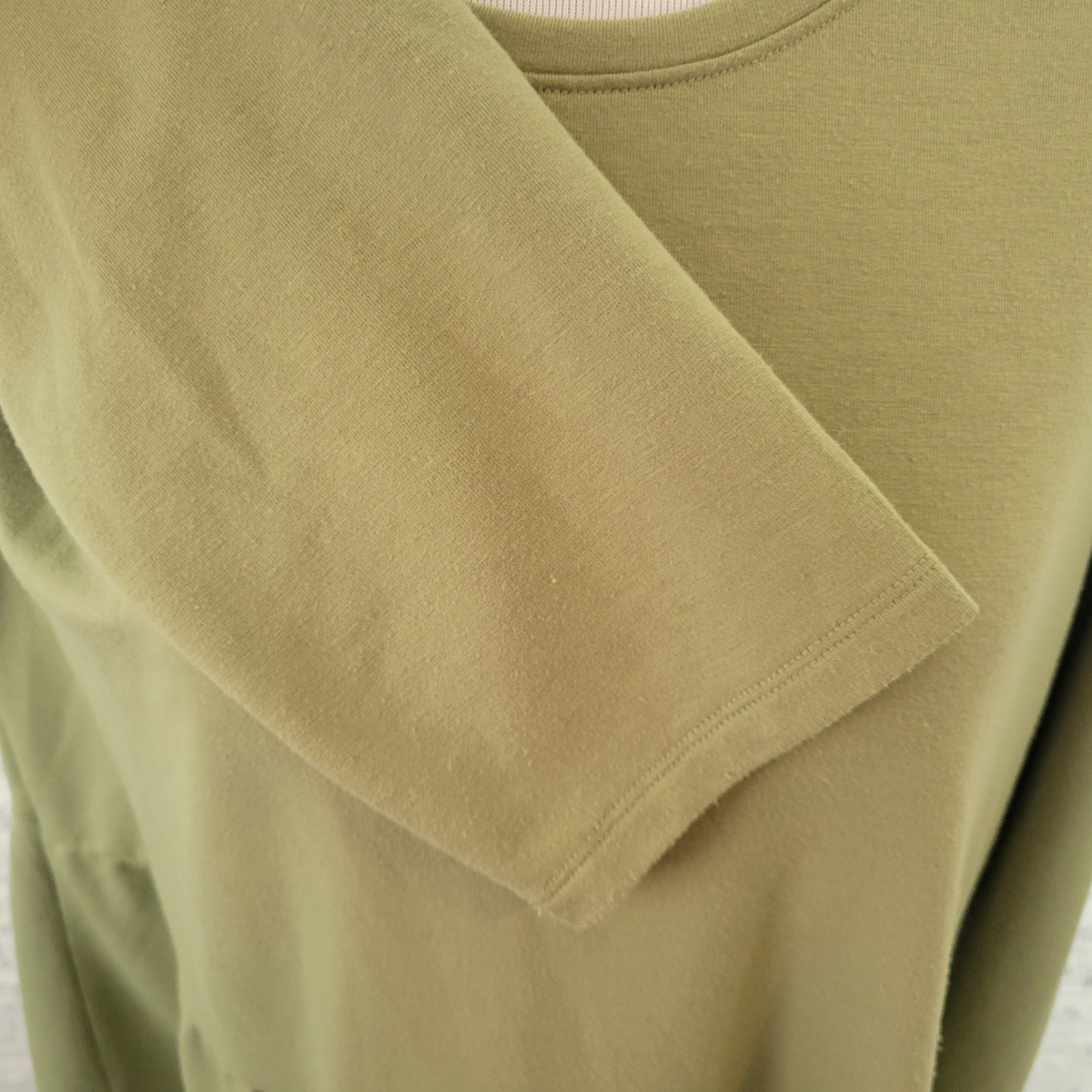 Denim & Co Green Top 1X Plus Size Long Sleeve Crew Neck Pullover Solid GRE43E