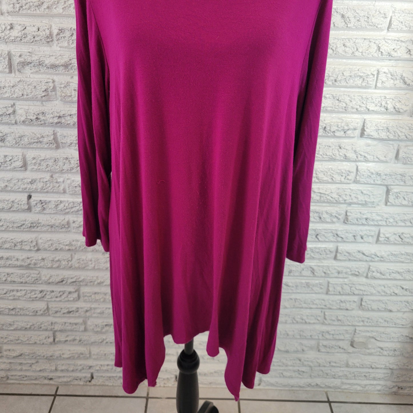 Kate & Mallory Women XL Purple Asymmetric Tunic 3/4 Sleeve Shoulder Zip PUR47E