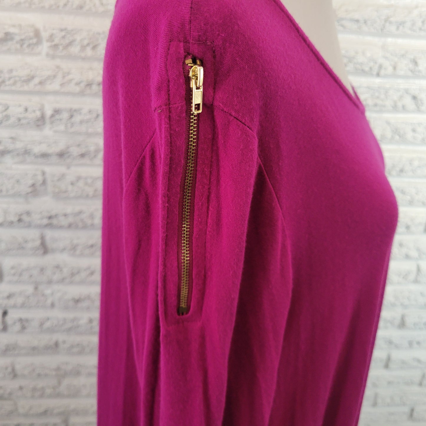 Kate & Mallory Women XL Purple Asymmetric Tunic 3/4 Sleeve Shoulder Zip PUR47E
