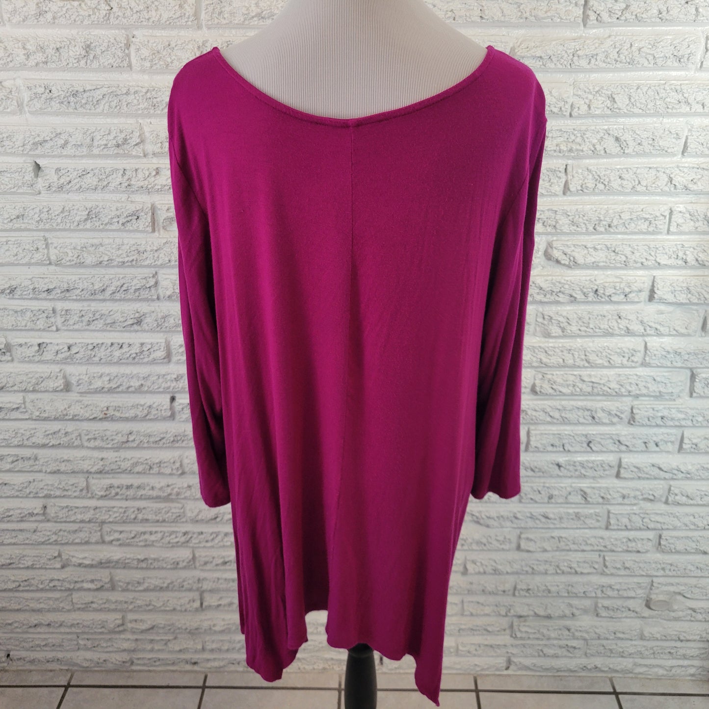 Kate & Mallory Women XL Purple Asymmetric Tunic 3/4 Sleeve Shoulder Zip PUR47E