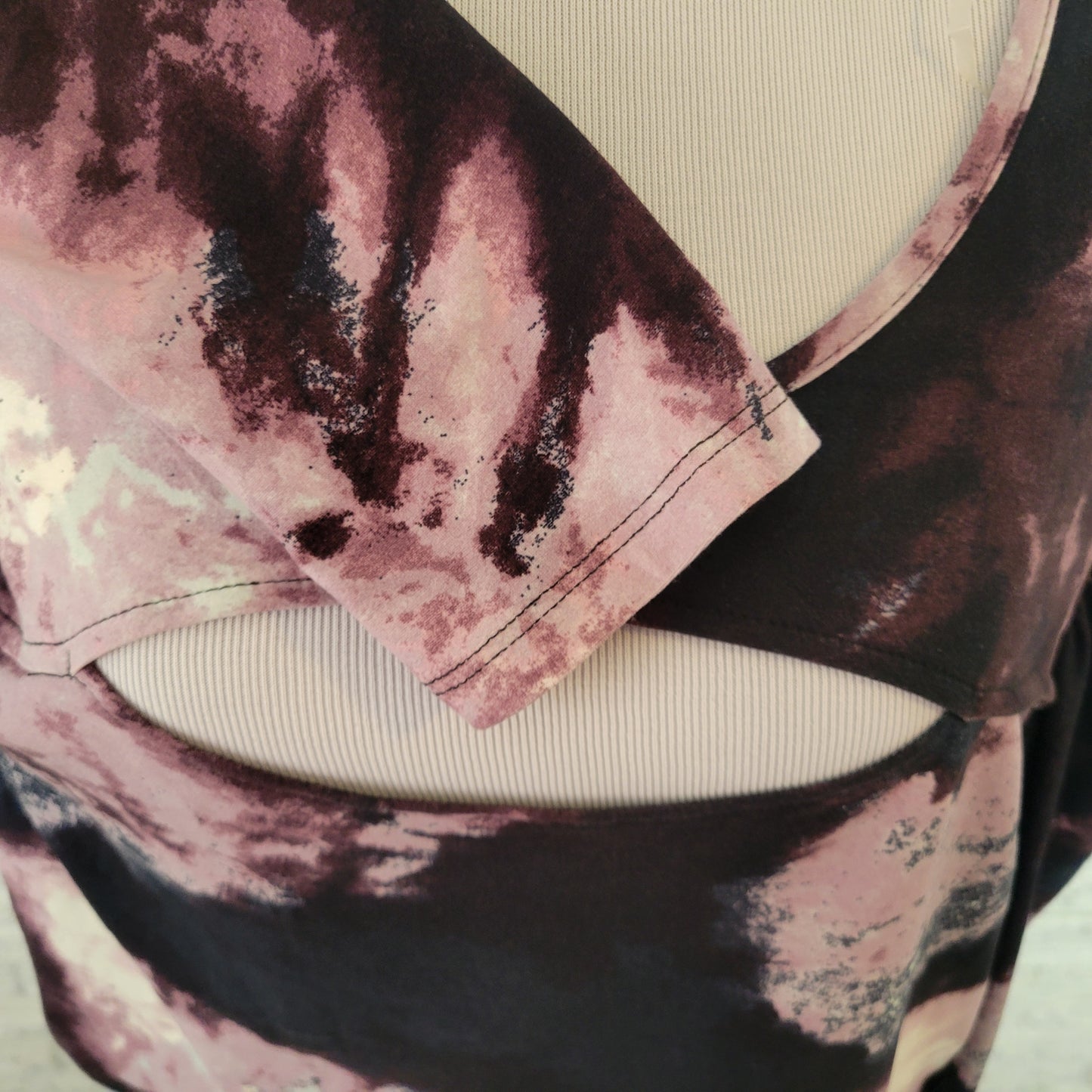 Rue 21 Plus 2X Purple Tie Dye Crop Top Boat Neck Long Sleeve Casual TIE2XE