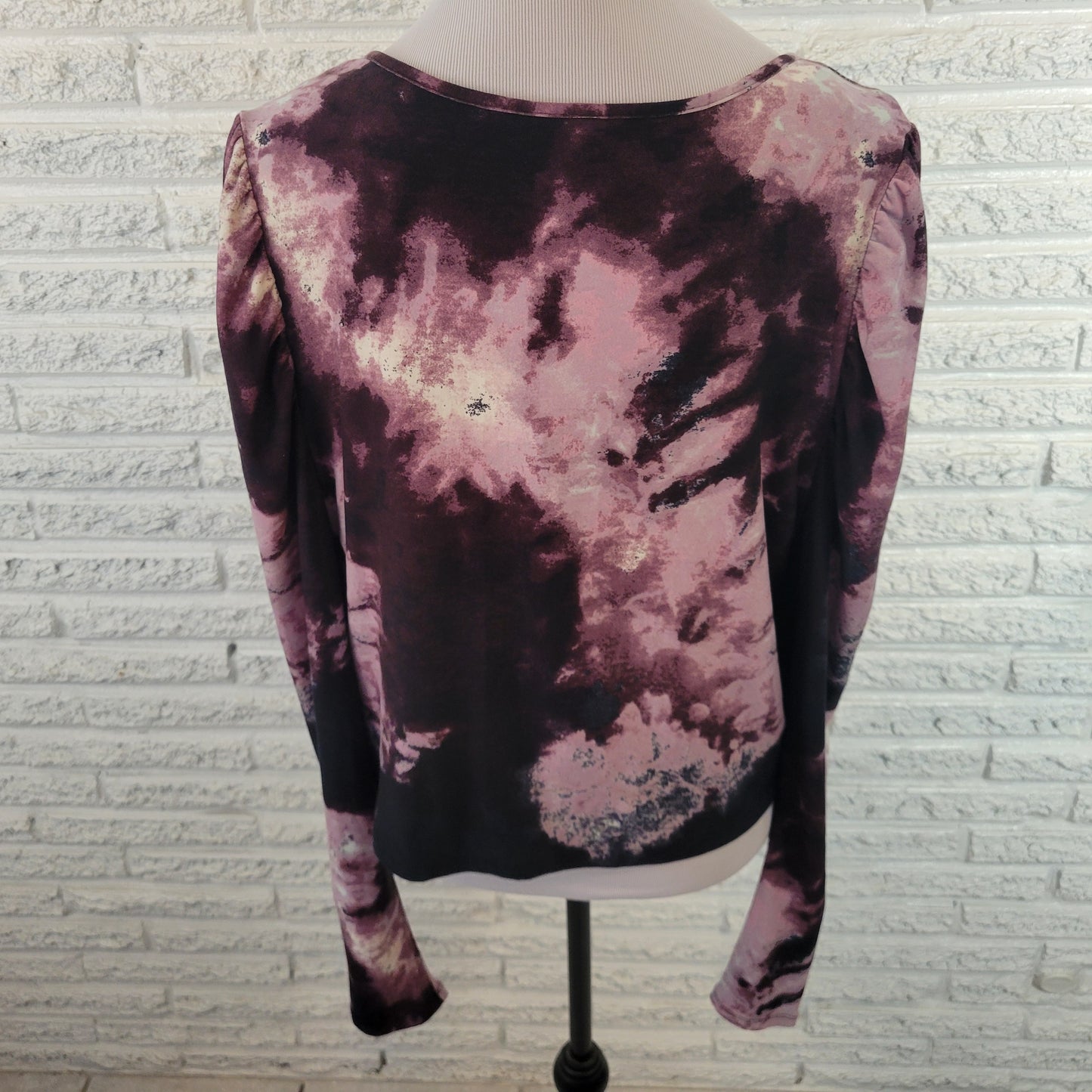 Rue 21 Plus 2X Purple Tie Dye Crop Top Boat Neck Long Sleeve Casual TIE2XE
