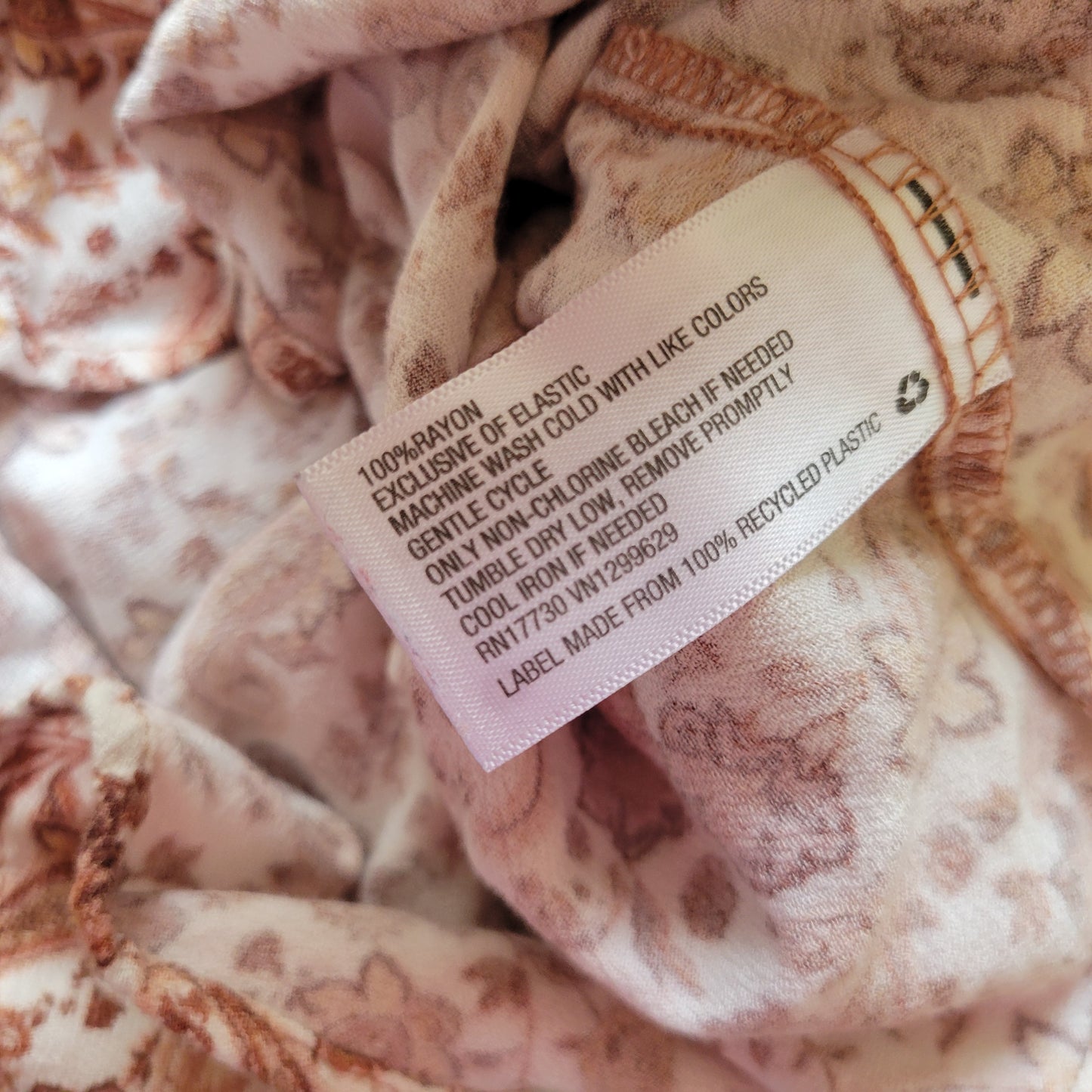 Knox Rose Women XL Brown White Paisley Asymmetric Cinched V-Neck PAI62E
