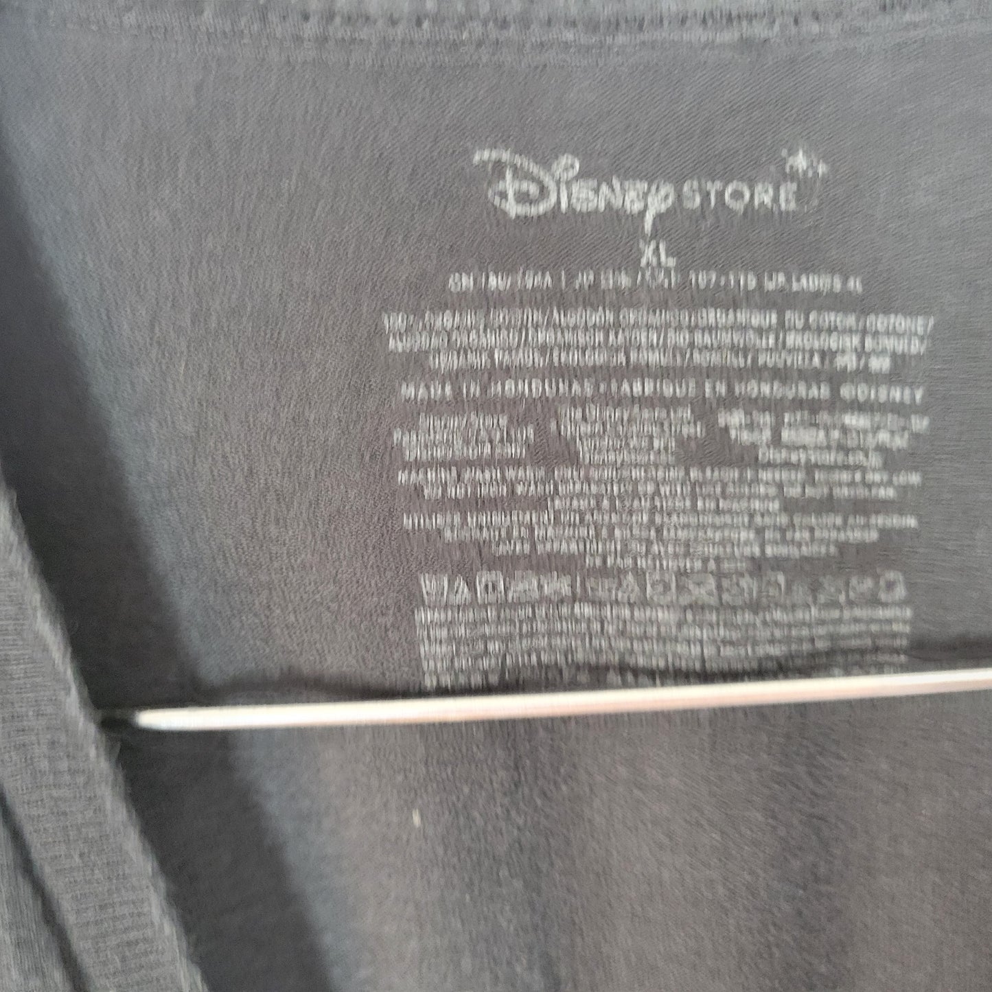 Disney Womens XL Mickey Mouse Graphic Tee Black Glitter V Neck Cotton NOV101E