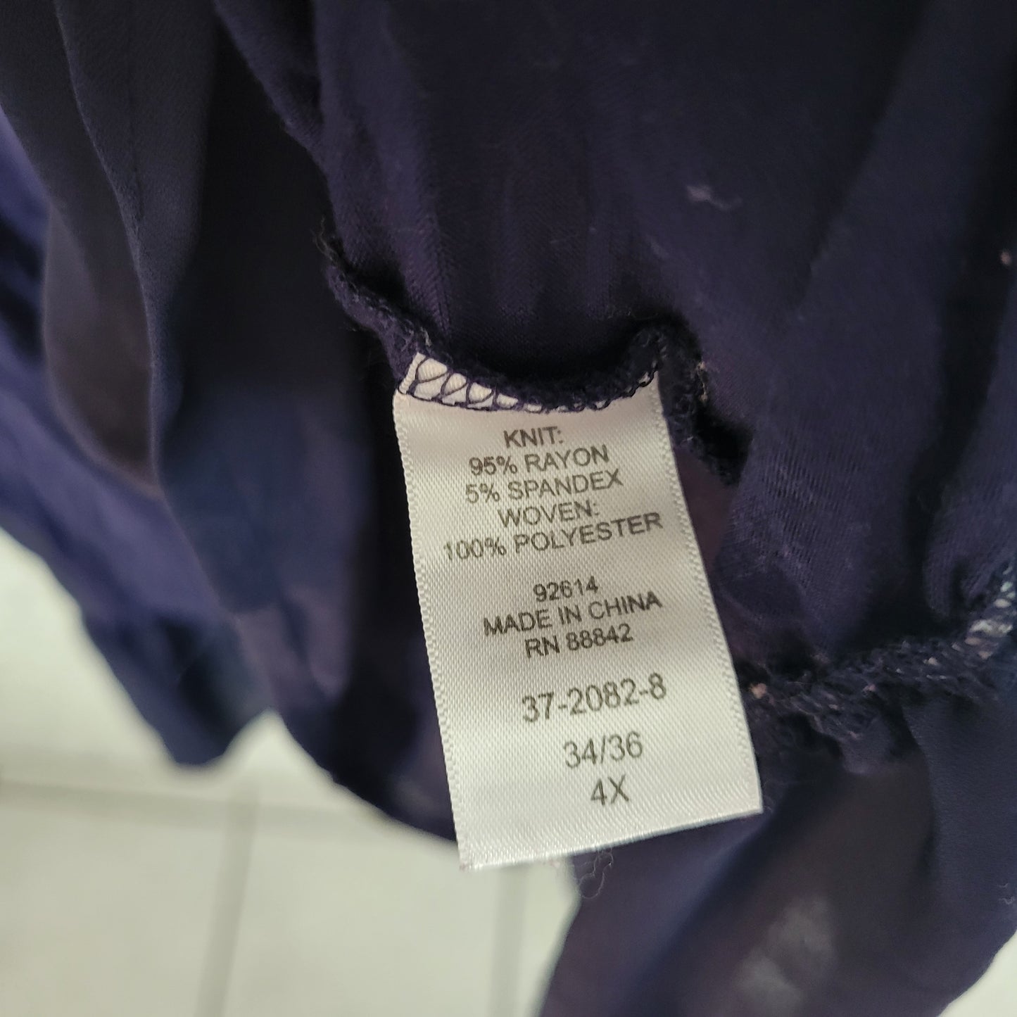 Roamans Womens 4X Plus Blue Dress Boat Neck 3/4 Bell Sleeve Chiffon BLU52E