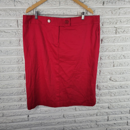 Courtenay Womens Size 18W Skirt Red Pencil Knee Length Cotton Straight RED53E